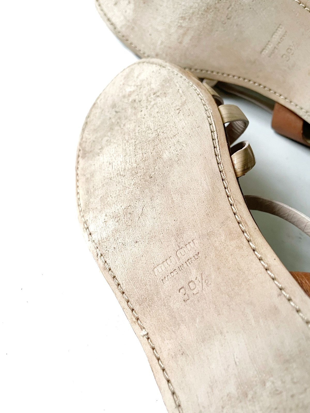 Miu Miu Miu Miu Leather Women Sandals Size 39 Beige & Brown Color Size US 9 / IT 39 - 9 Thumbnail