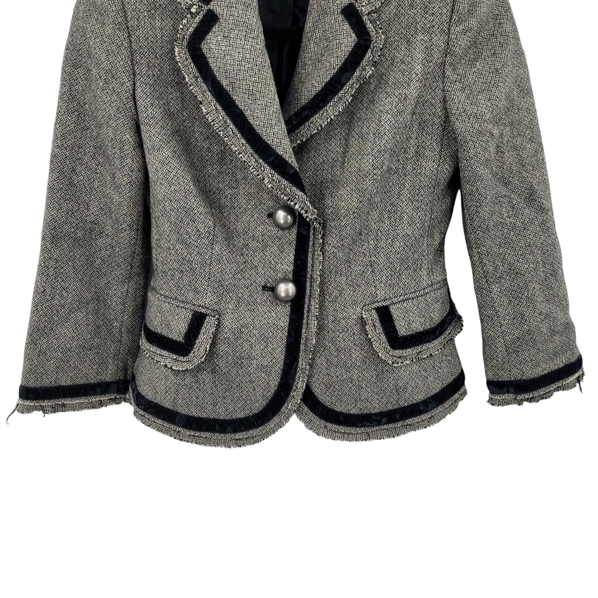 Banana Republic Vtg Y2K Banana Republic Petite Herringbone Blazer 2P Gray Wo Size XS / US 0-2 / IT 36-38 - 5 Thumbnail