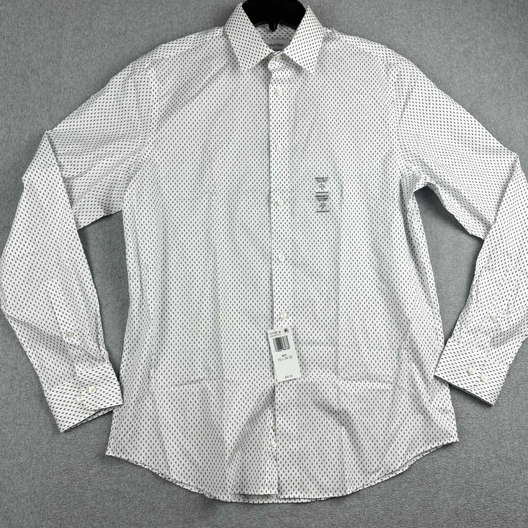 Calvin Klein Calvin Klein Shirt Men M 15.5 34/35 White Navy Geometric Regular Fit Stretch Non-Iron NWT Dress Shirt Size US M / EU 48-50 / 2 - 3 Thumbnail