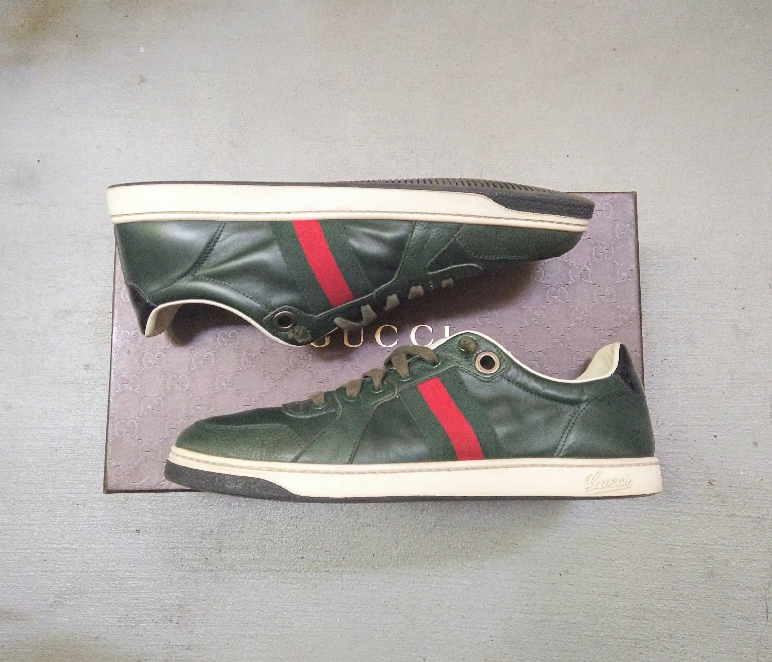 Gucci Gucci Sneakers Green Leather Size 9.5 Low Tops 281009 | Grailed