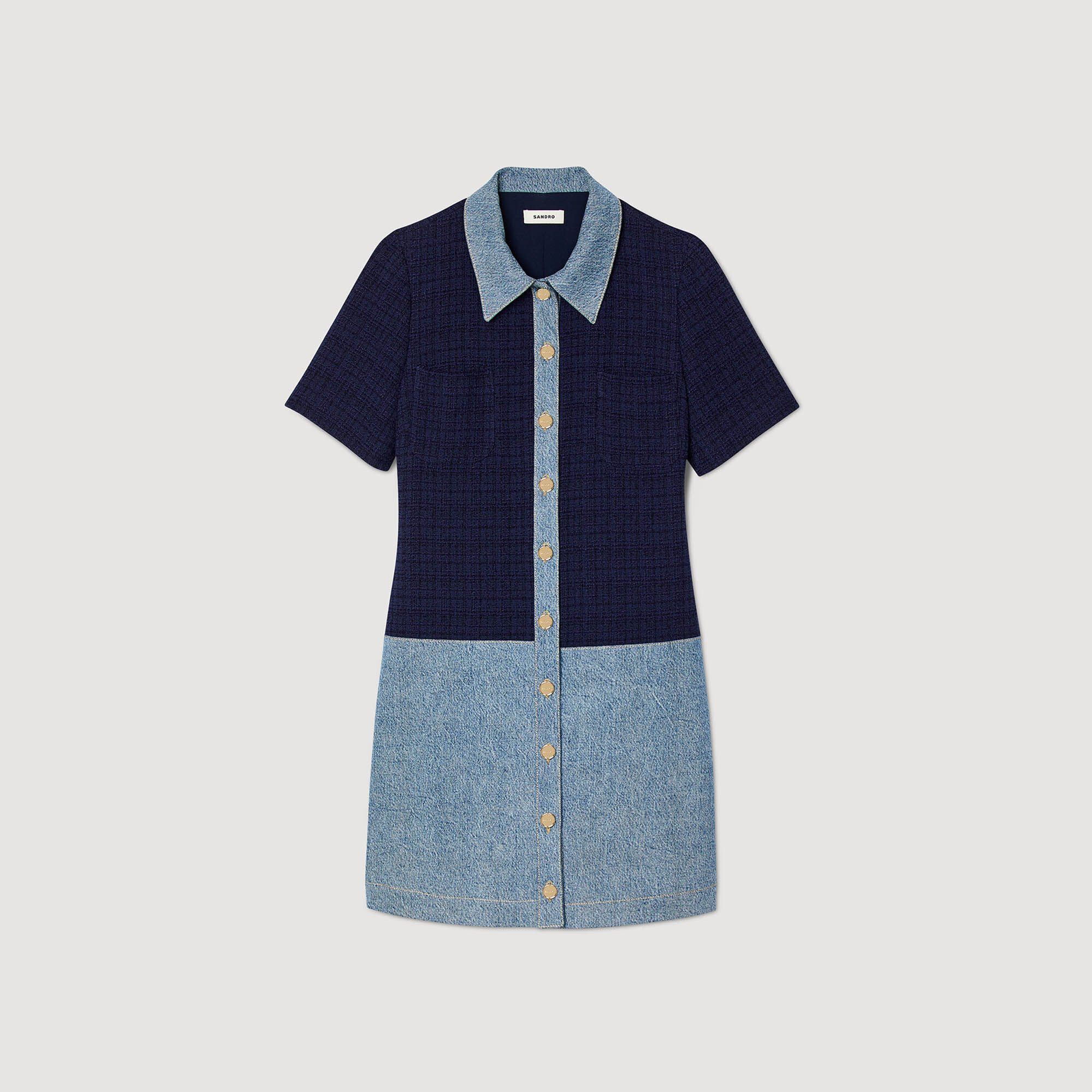 Sandro Denim Tweed Blue Dress Size S / US 4 / IT 40 - 1 Thumbnail