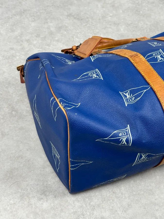 Louis Vuitton 1992 Louis Vuitton LV Cup Falgs Keepall 45 Blue Regatta Blue Leather Travel Bag Size ONE SIZE - 7 Thumbnail