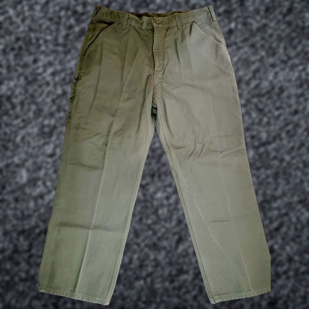Carhartt Carhartt Original Pants Mens 36 x 30 Flat Front Cotton Dungaree Pocket Logo Gray Green 5-Pocket Cargo Logo Belt Loops Straight Size US 36 / EU 52 - 1 Thumbnail