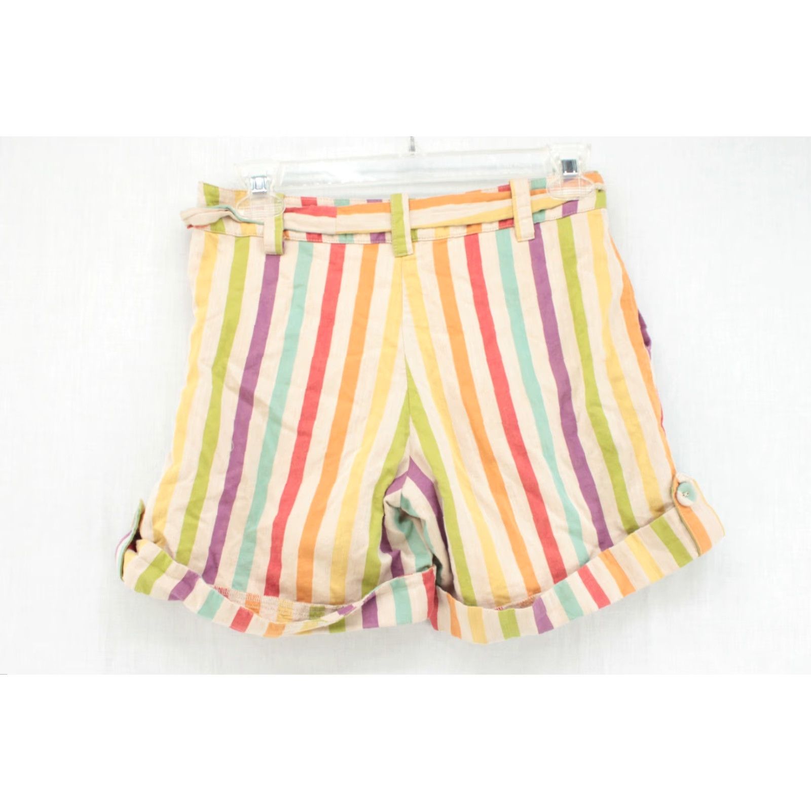 Anthropologie Anthropologie Eva Franco Shorts Women's 4 Multicolor Striped Lined Belted 100% Cotton Beachy Boho Womens Size 27" / US 4 / IT 40 - 4 Thumbnail