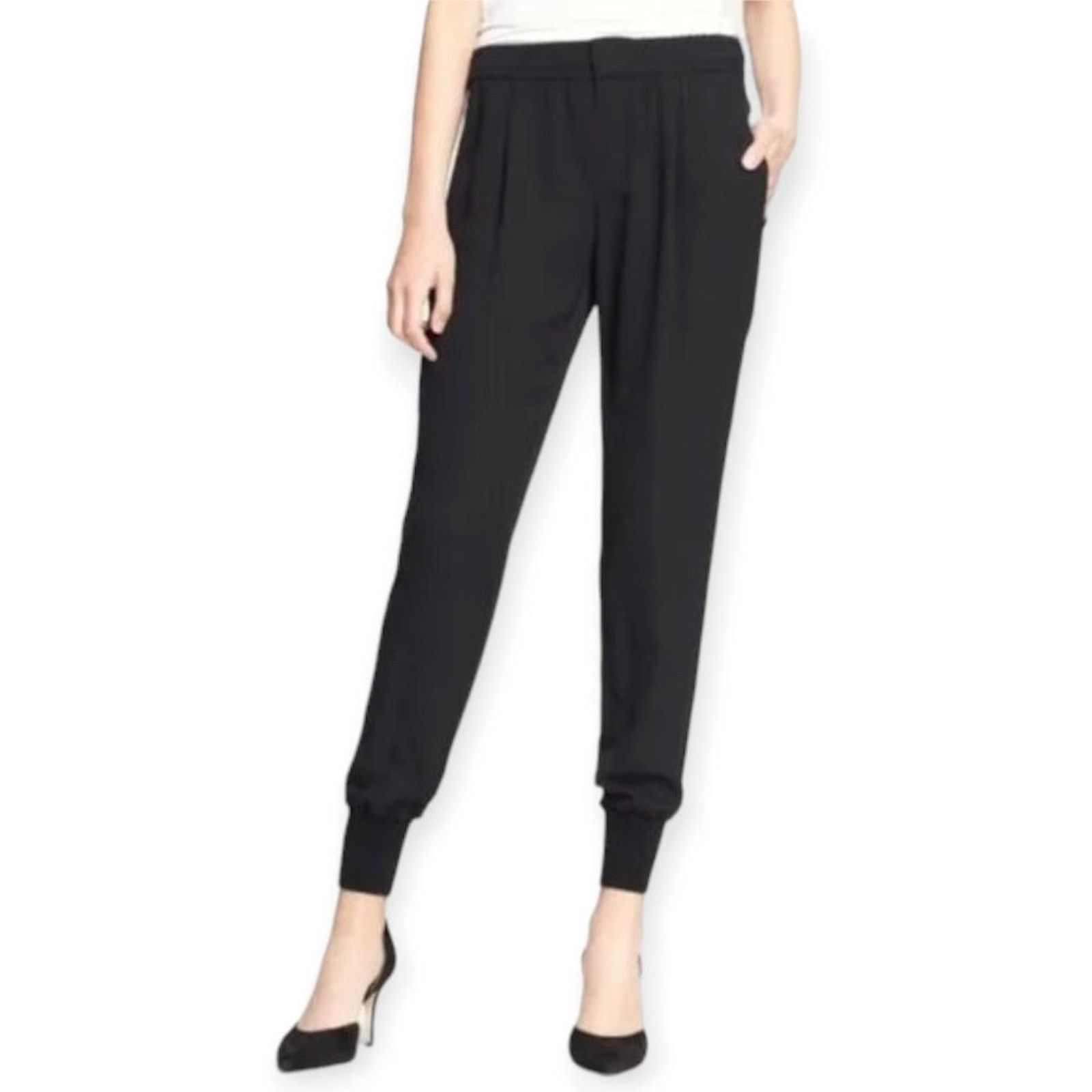 Vince Vince 100% Silk Jogger Pants Black Size M Lounge Trousers Size 28" / US 6 / IT 42 - 1 Thumbnail