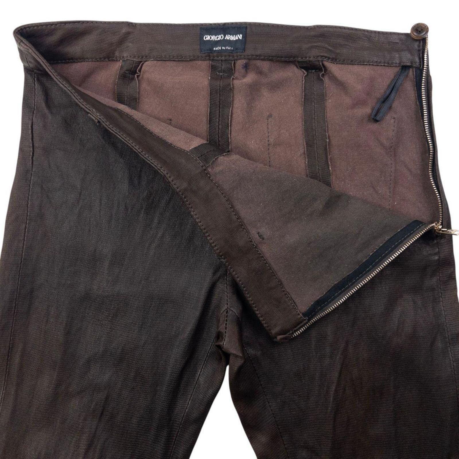 Giorgio Armani Vintage Giorgio Armani Leather Trousers Size W27 Size US 27 - 5 Thumbnail