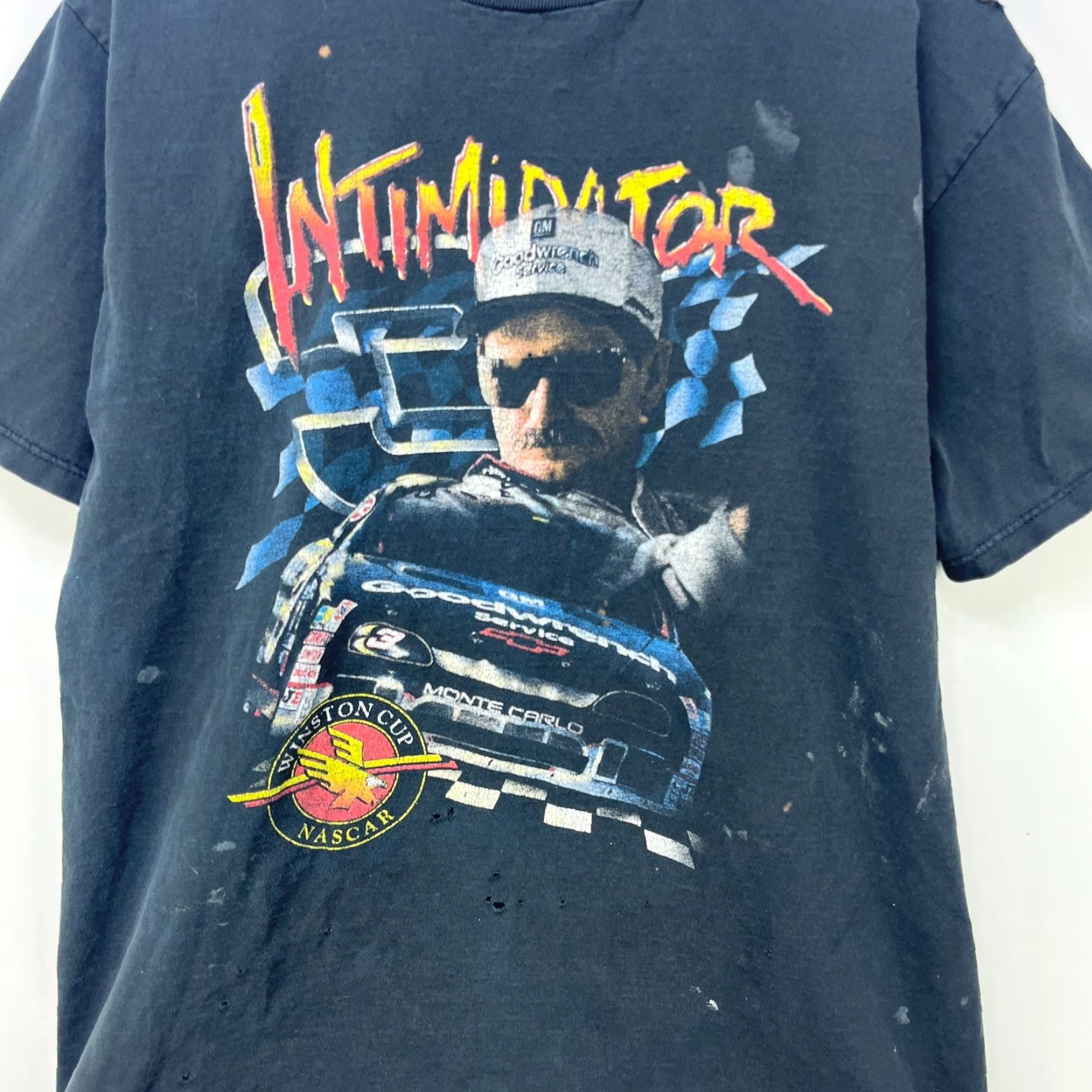 NASCAR VINTAGE NASCAR Dale Earnhardt Sun Faded T-Shirt Large Black 90s Mens Shirt Size US L / EU 52-54 / 3 - 2 Thumbnail