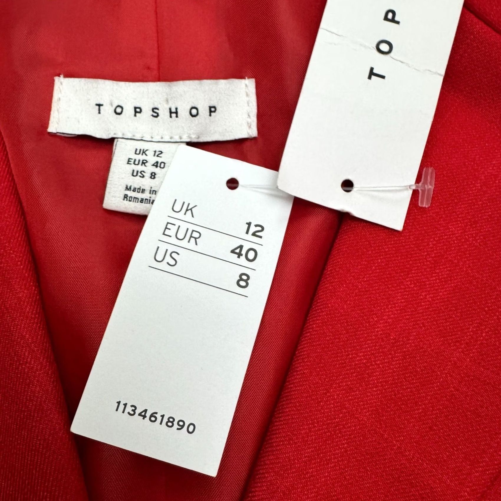 Topshop Topshop Blazer Jacket Womens 8 Red Notched Lapel Single Breasted Career Work NWT VINTAGE? Size M / US 6-8 / IT 42-44 - 4 Thumbnail