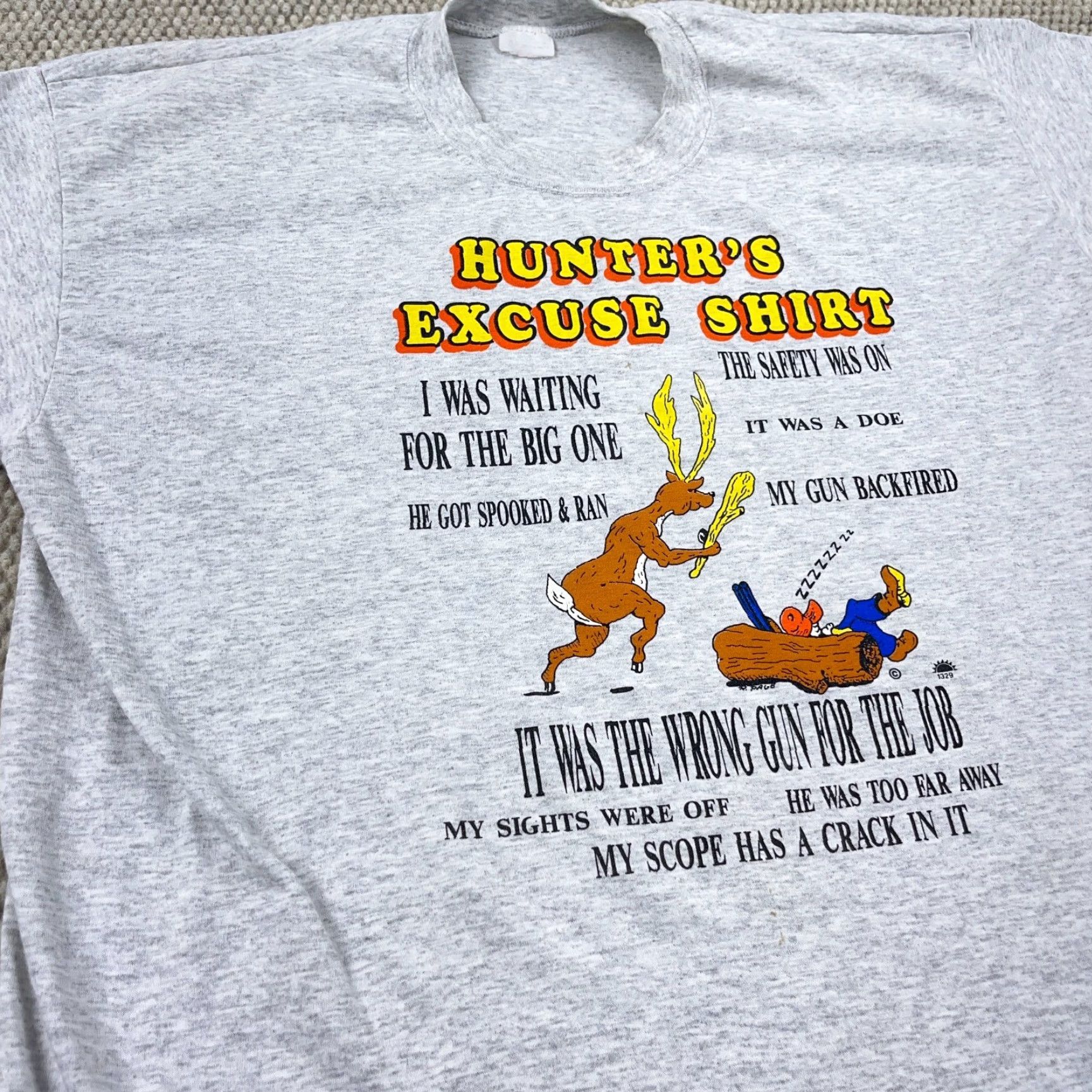 Vintage Vintage Hunter's Excuse Shirt Men Large Gray Tee 90s Single Stitch Joke Funny Size US L / EU 52-54 / 3 - 3 Thumbnail