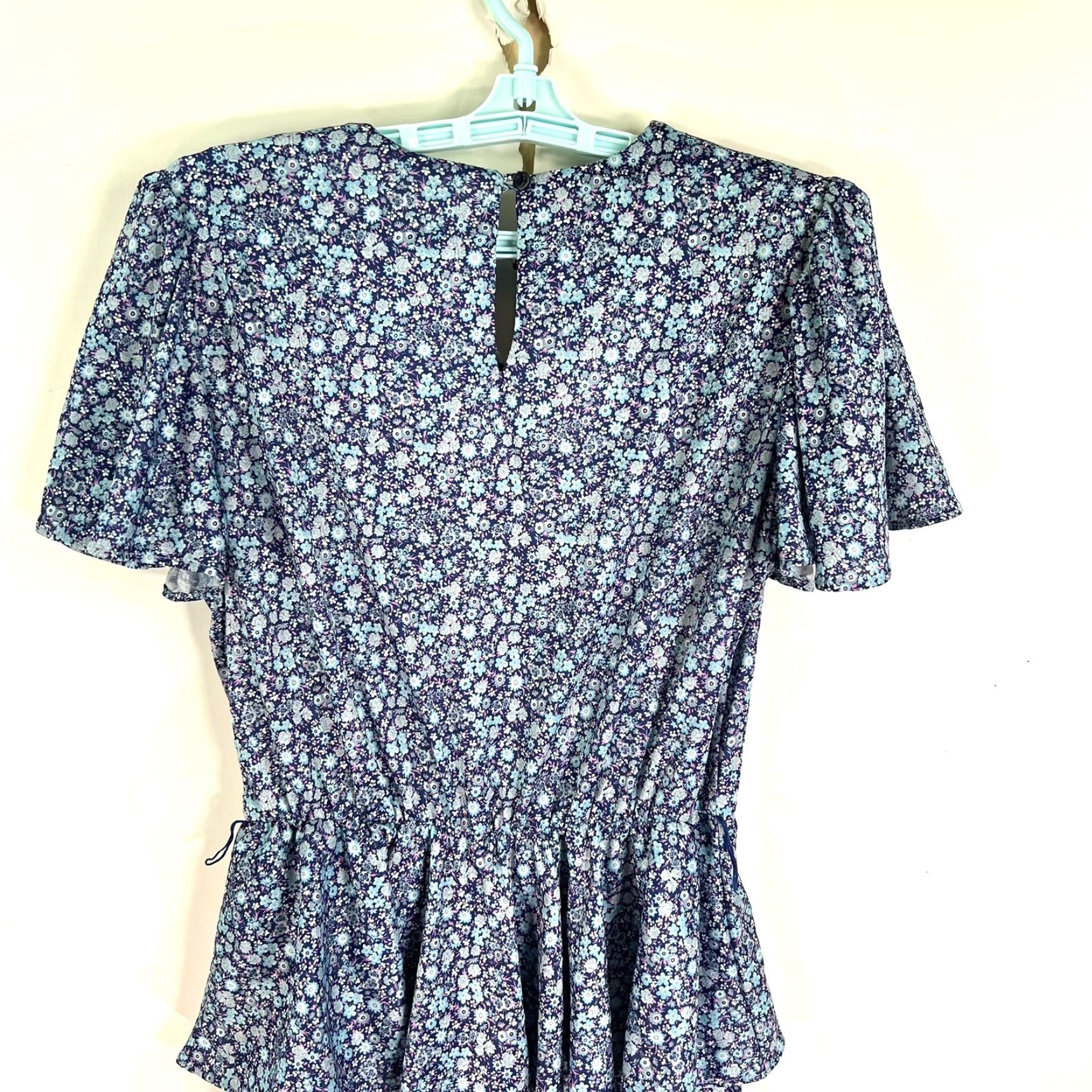 Vintage VINTAGE Whirlaway Drop Waist Floral Pleated Peplum Dress 12P Blue Flutter Size XL / US 12-14 / IT 48-50 - 7 Thumbnail
