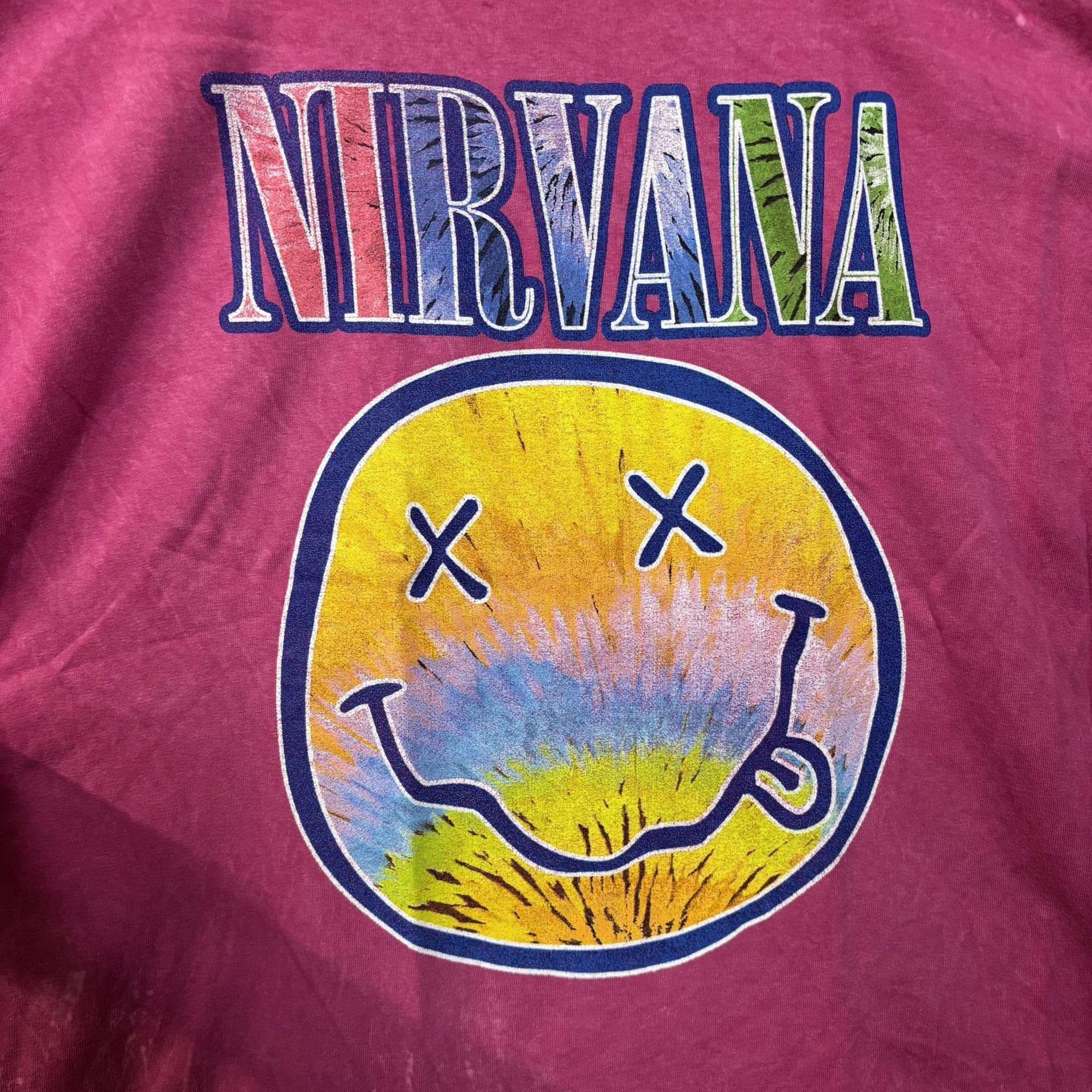 Nirvana Nirvana Smiley Face Logo Pink T-Shirt XL Size XL / US 12-14 / IT 48-50 - 2 Thumbnail