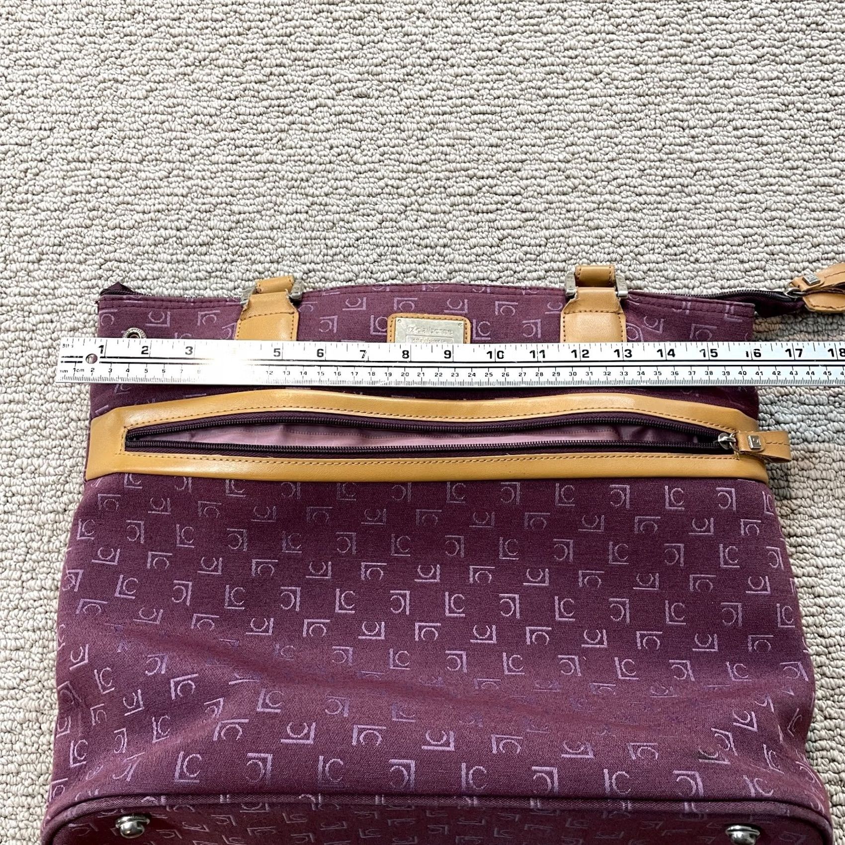 Liz Claiborne Liz Claiborne Handbag Purse Womens Purple Canvas Leather Double Handles Fold-Top Zip Bag Size ONE SIZE - 5 Thumbnail