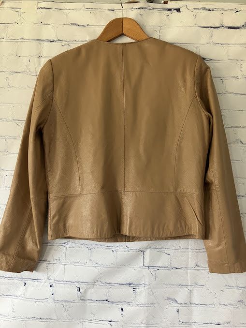 Other Y2K Tan Fitted Zip up Lamb Leather Women's Jacket sz 10 Size L / US 10 / IT 46 - 2 Thumbnail