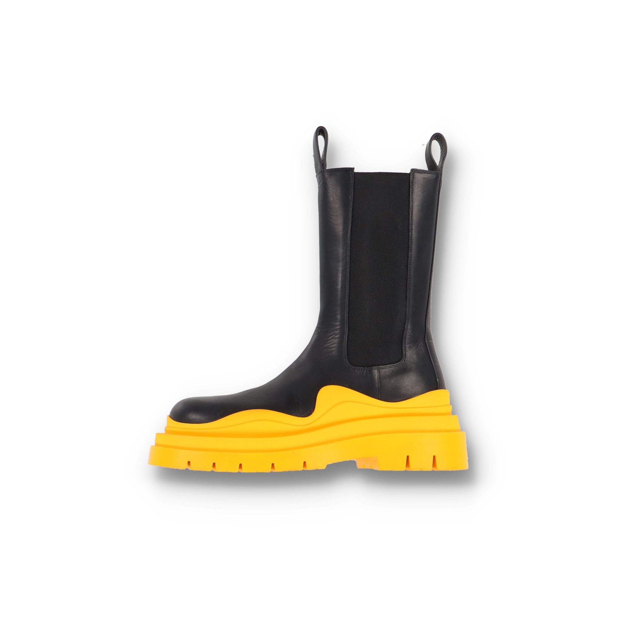 Bottega Veneta Black Tangerine Tire Chelsea Boots Size US 7 / EU 40 - 1 Thumbnail