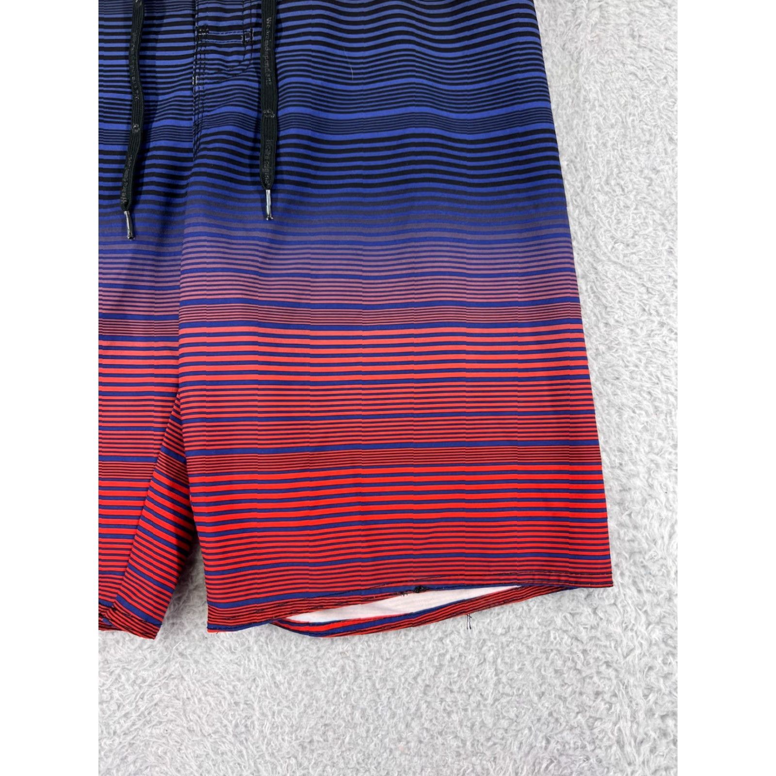 Hang Ten Hang Ten Mens Board Shorts 32 Trunk Swim Trunk Blue Red Black Stripe Polyester 100% Stretch Size US 32 / EU 48 - 5 Thumbnail