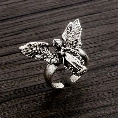 Other Distressed Angel Silver Color Ring Size ONE SIZE - 1 Thumbnail