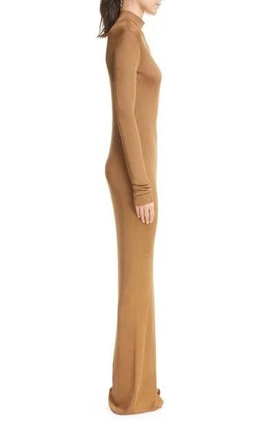 Saint Laurent Paris o1s1wg110924 Long Dress in Knit in Brown Size L / US 10 / IT 46 - 4 Thumbnail
