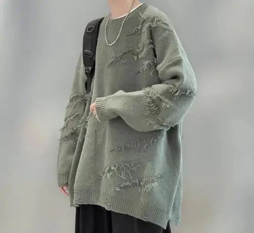 Japanese Brand New Distressed Vintage Style Knitwear Jumper Sweatshirt Size US L / EU 52-54 / 3 - 4 Thumbnail