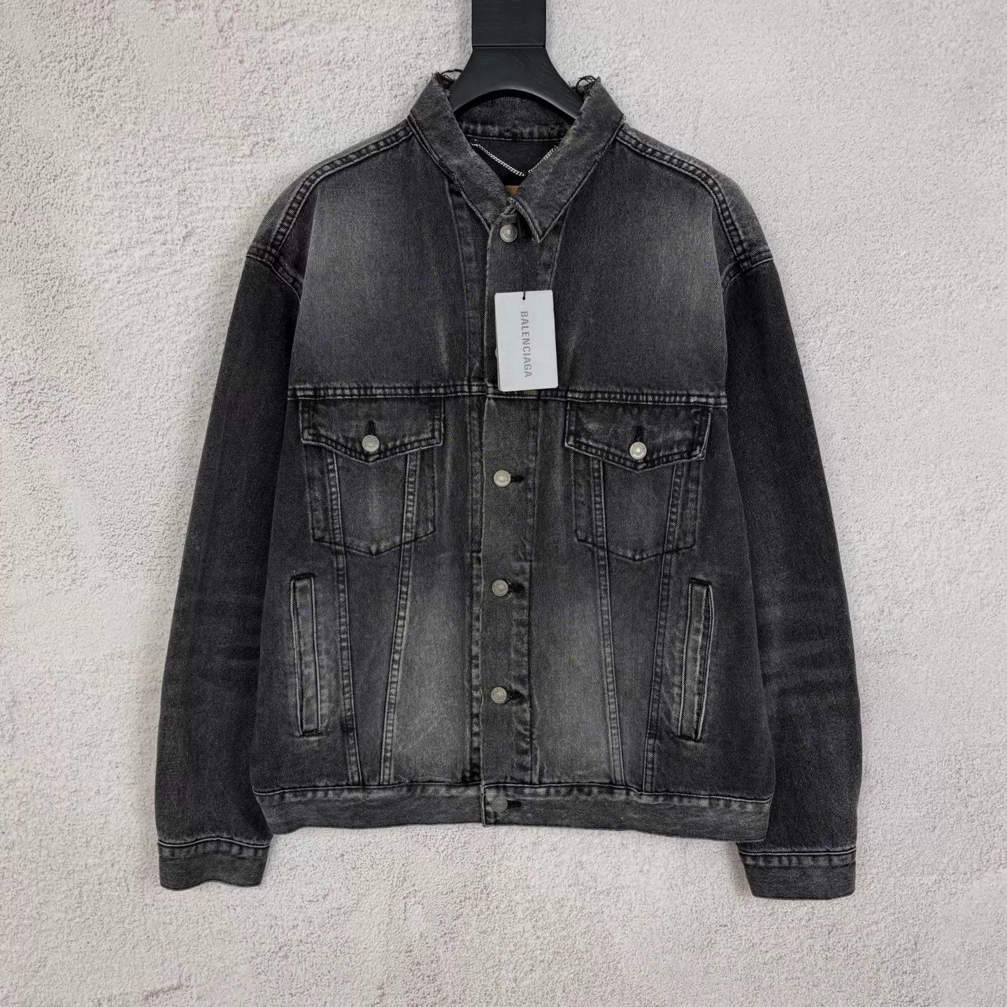 Balenciaga BLCG Washed Logo Denim Jacket Gray NWT 36 Size XS / US 0-2 / IT 36-38 - 1 Thumbnail