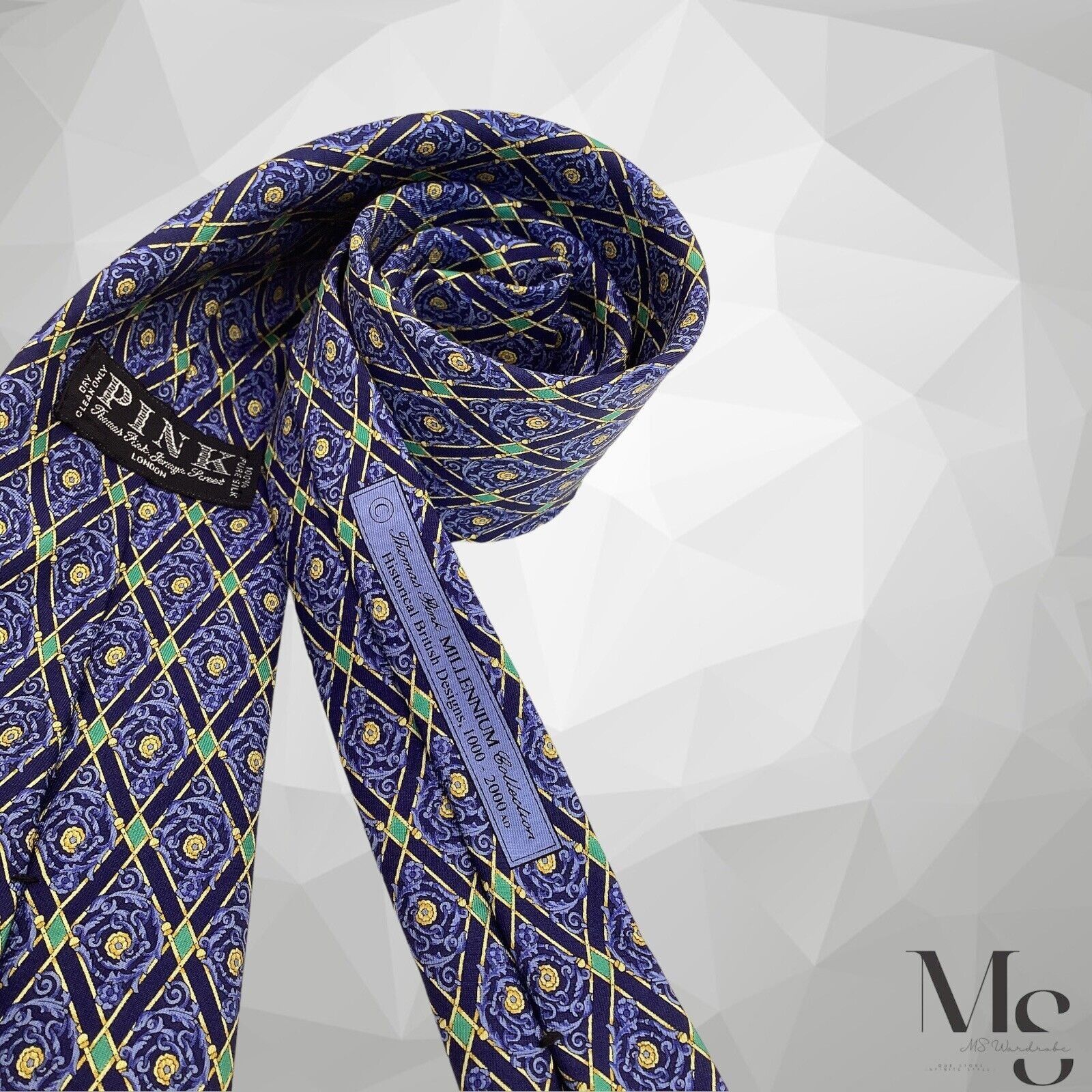 Thomas Pink THOMAS PINK MILLENIUM COLLECTION Purple Baroque Silk Tie Size ONE SIZE - 5 Thumbnail