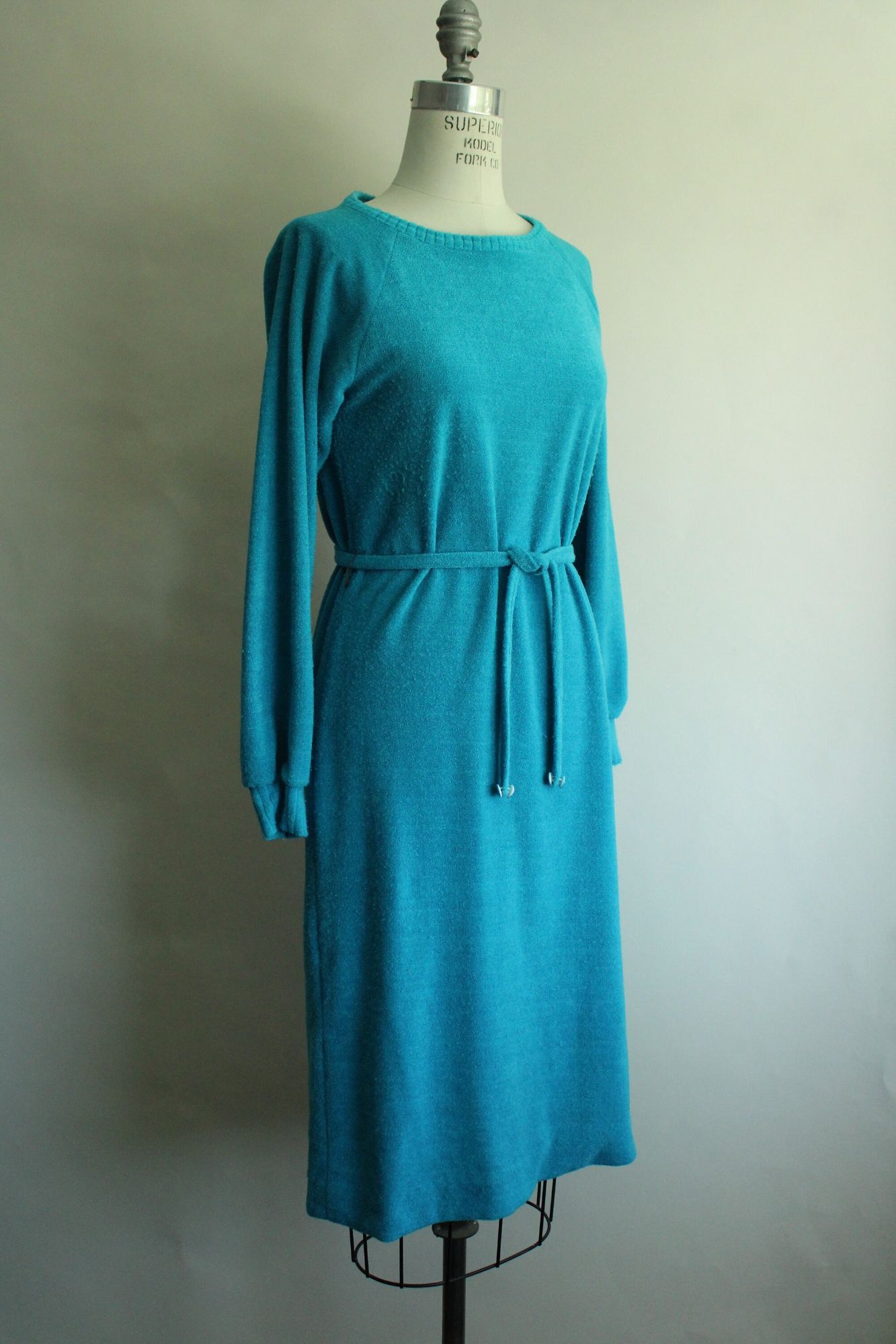 Vintage Vintage 1970s 1980s Dress with Belt, Jonathan Logan Blue Ter Size M / US 6-8 / IT 42-44 - 4 Thumbnail