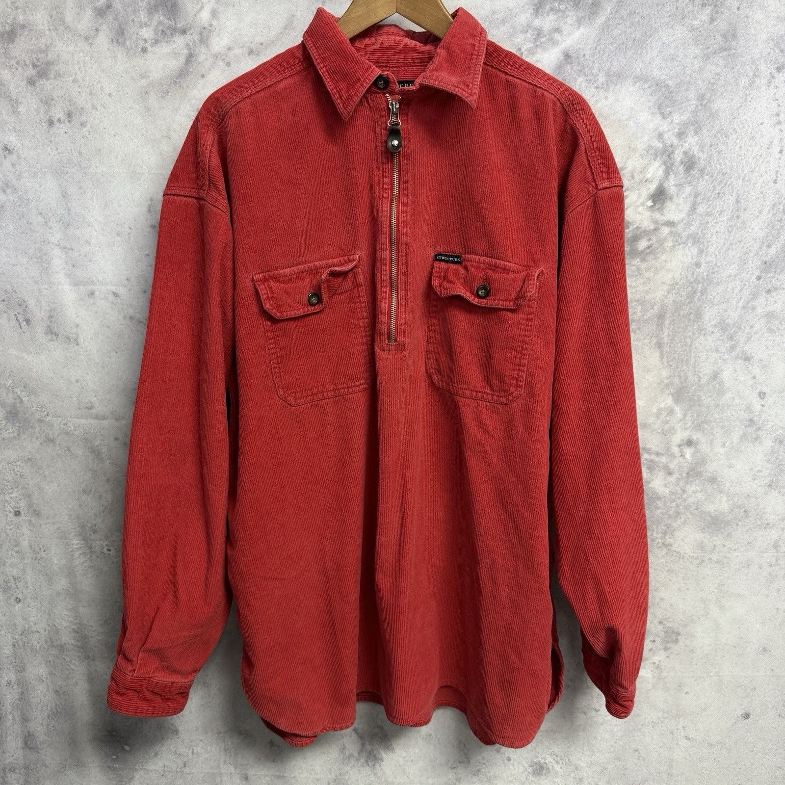 Structure × Vintage Vintage Structure Corduroy Anorak Jacket Adult Large Red Col Size US L / EU 52-54 / 3 - 1 Thumbnail
