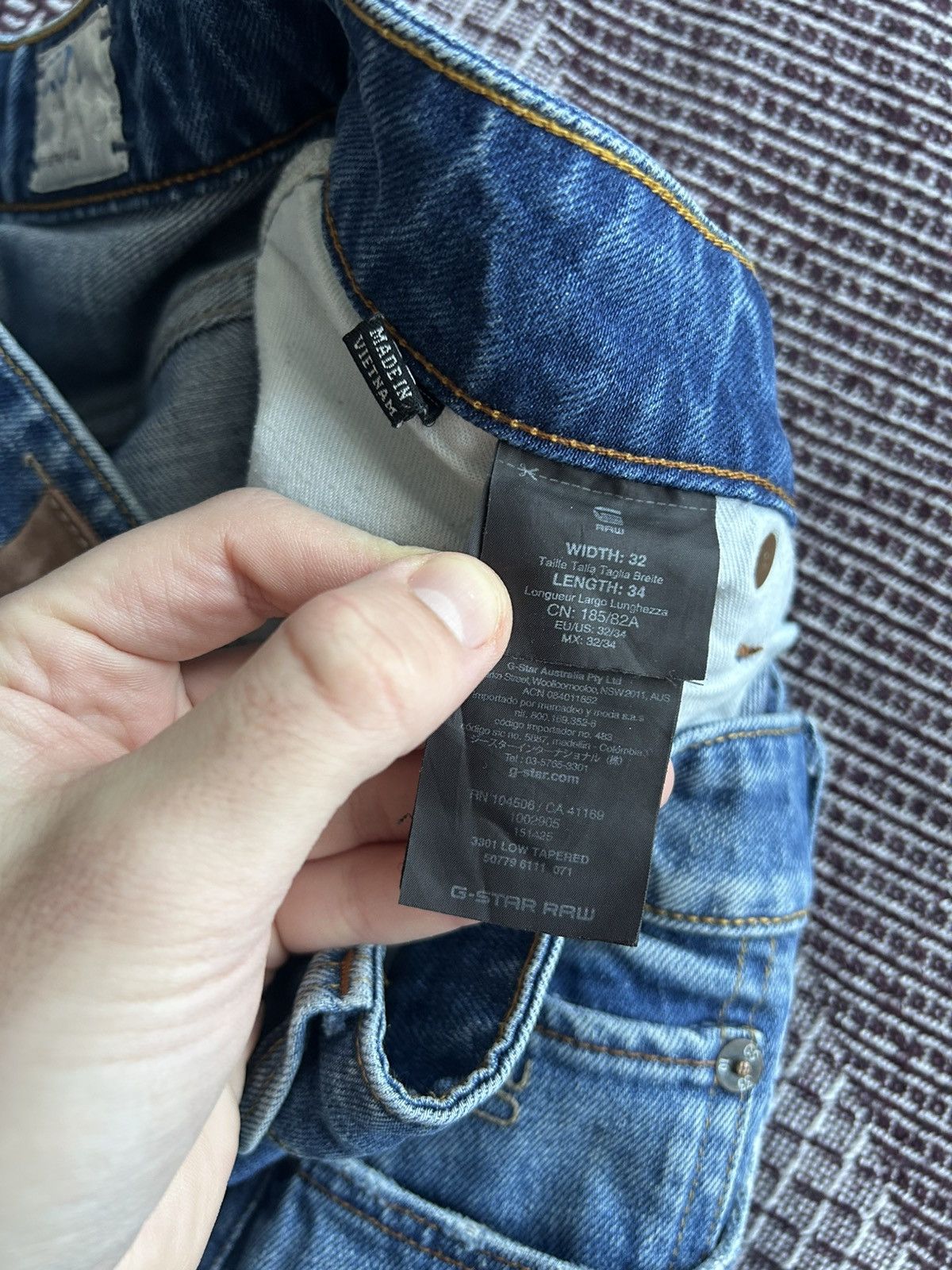 G-Star G-Star Raw 3301 Low Tapered Wash Faded Jeans Men Size 32/34 Size US 32 / EU 48 - 14 Thumbnail