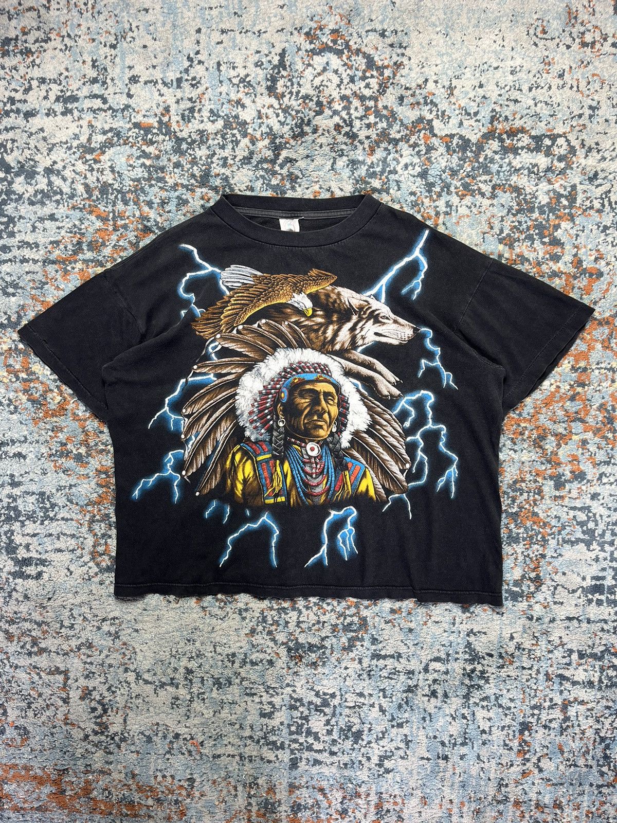 Vintage Vintage 90s American Thunder all over print graphic tee Size US XL / EU 56 / 4 - 1 Thumbnail