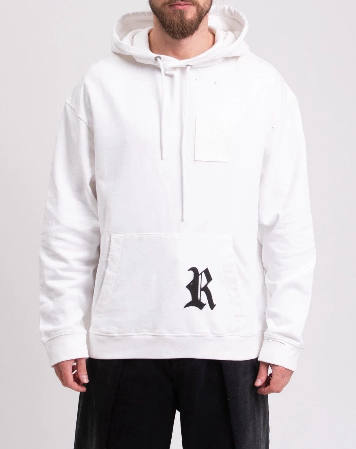 Raf Simons Raf Simons Destroyed R Logo Hoodie Size US L / EU 52-54 / 3 - 1 Thumbnail
