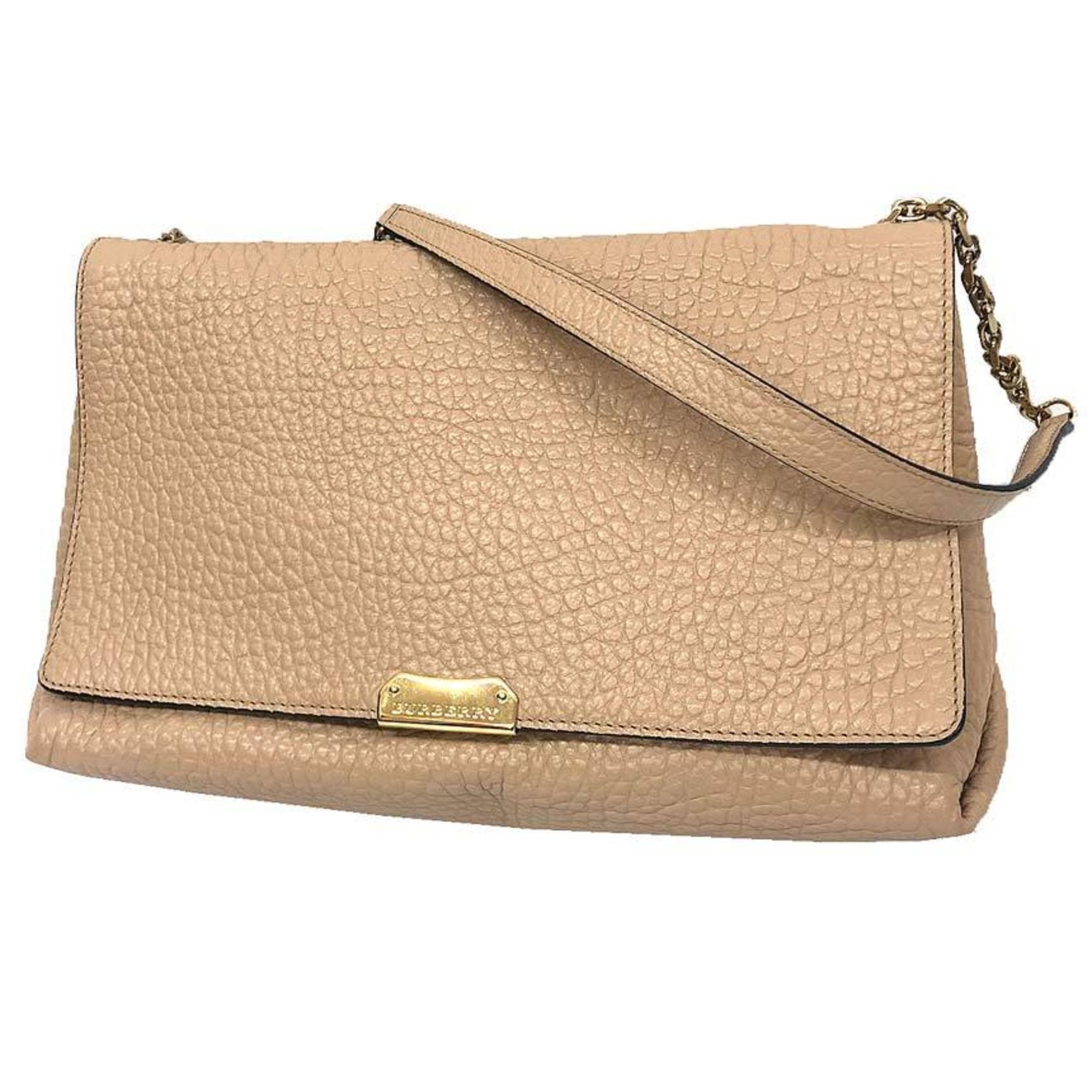 Burberry Burberry Leather Chain Shoulder Bag, Beige, Women's Size ONE SIZE - 1 Thumbnail