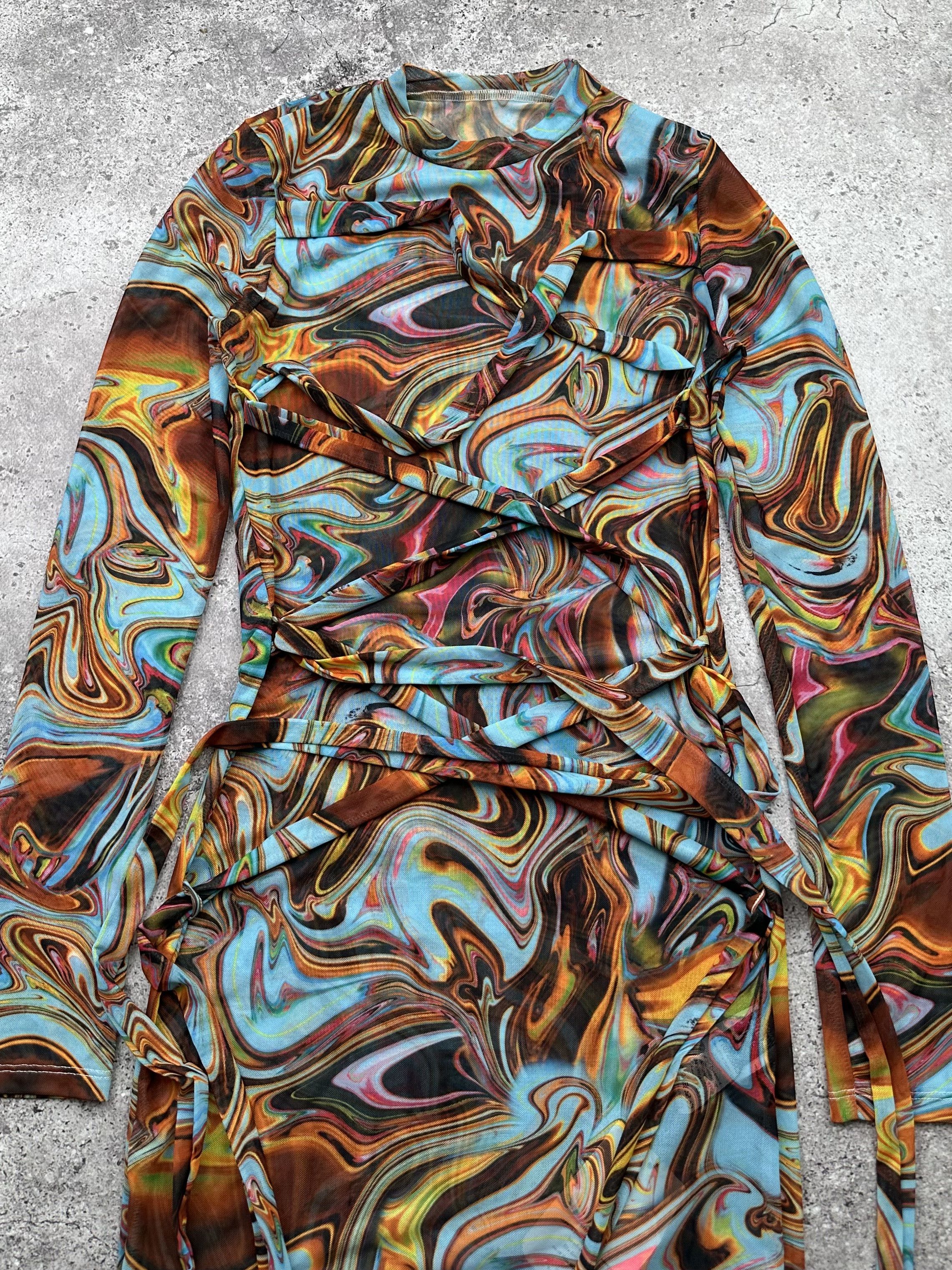 Japanese Brand Printed Dress C205(V382) Size M / US 6-8 / IT 42-44 - 2 Thumbnail