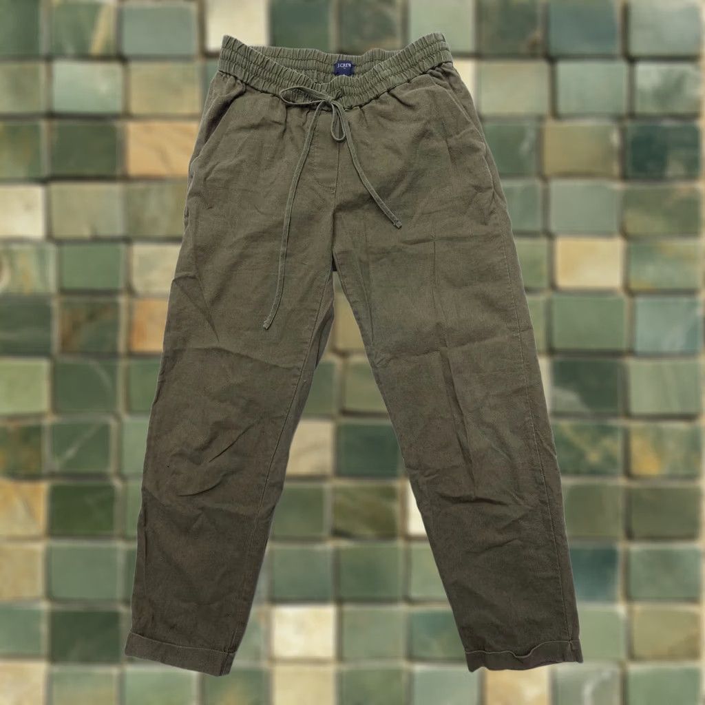 J.Crew J.CREW Linen Cotton Cropped Joggers Pants Womens 2 Green Pull On Casual 90s Theme USA Size 26" / US 2 / IT 38 - 1 Thumbnail