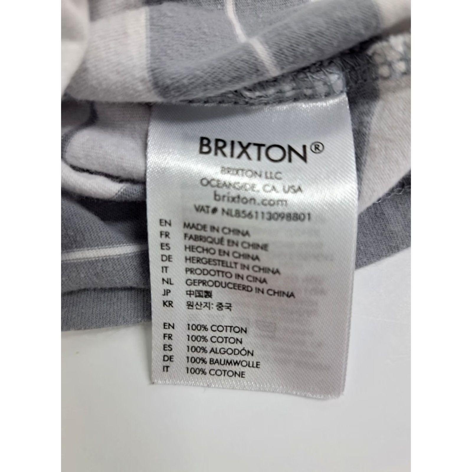 Brixton Brixton Shirt Mens XL Gray/White Long Sleeve Logo Crew Neck Woven Cotton Blend Regular Fit Skate Pattern Size US XL / EU 56 / 4 - 5 Thumbnail