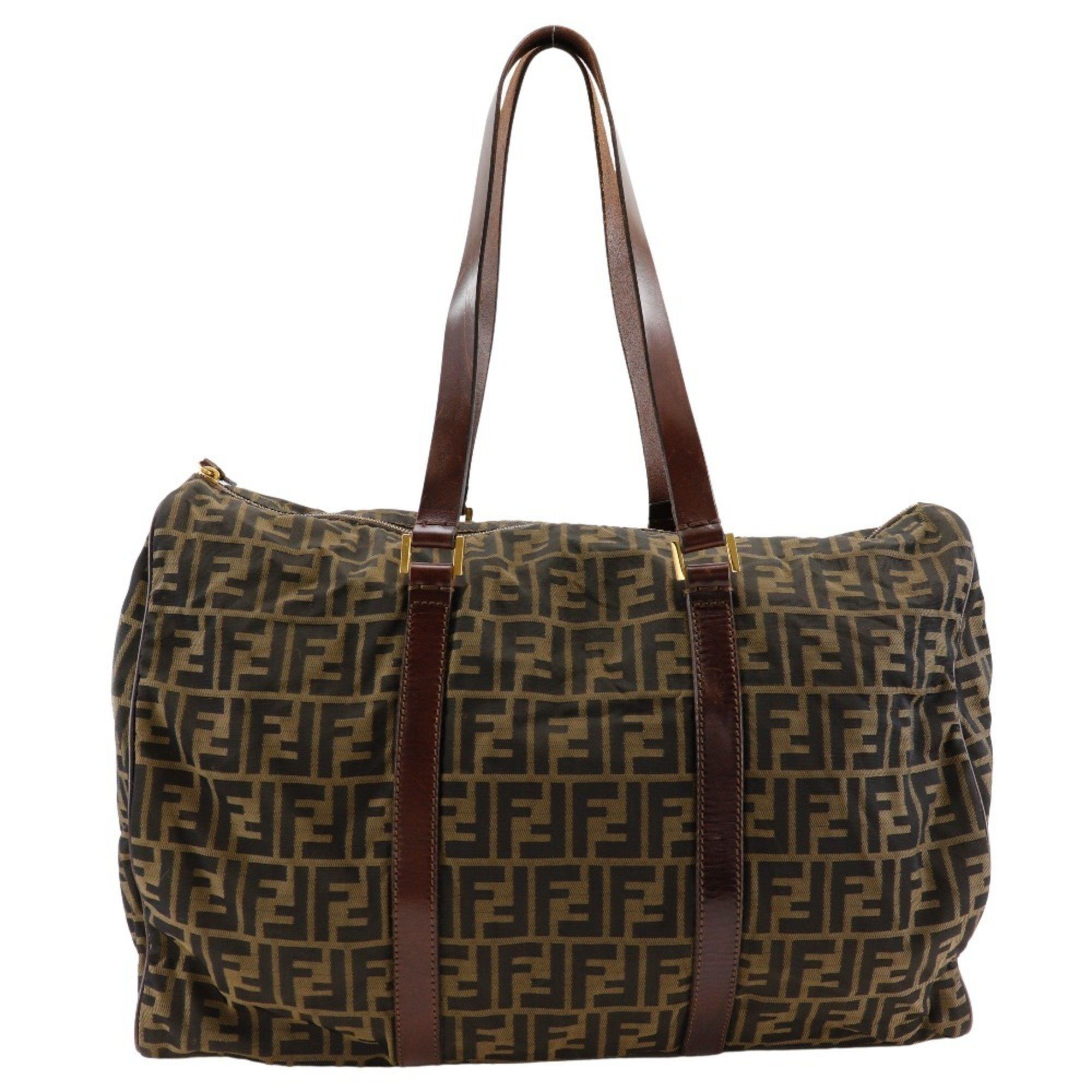 FENDI Zucca Boston bag in nylon canvas brown unisex