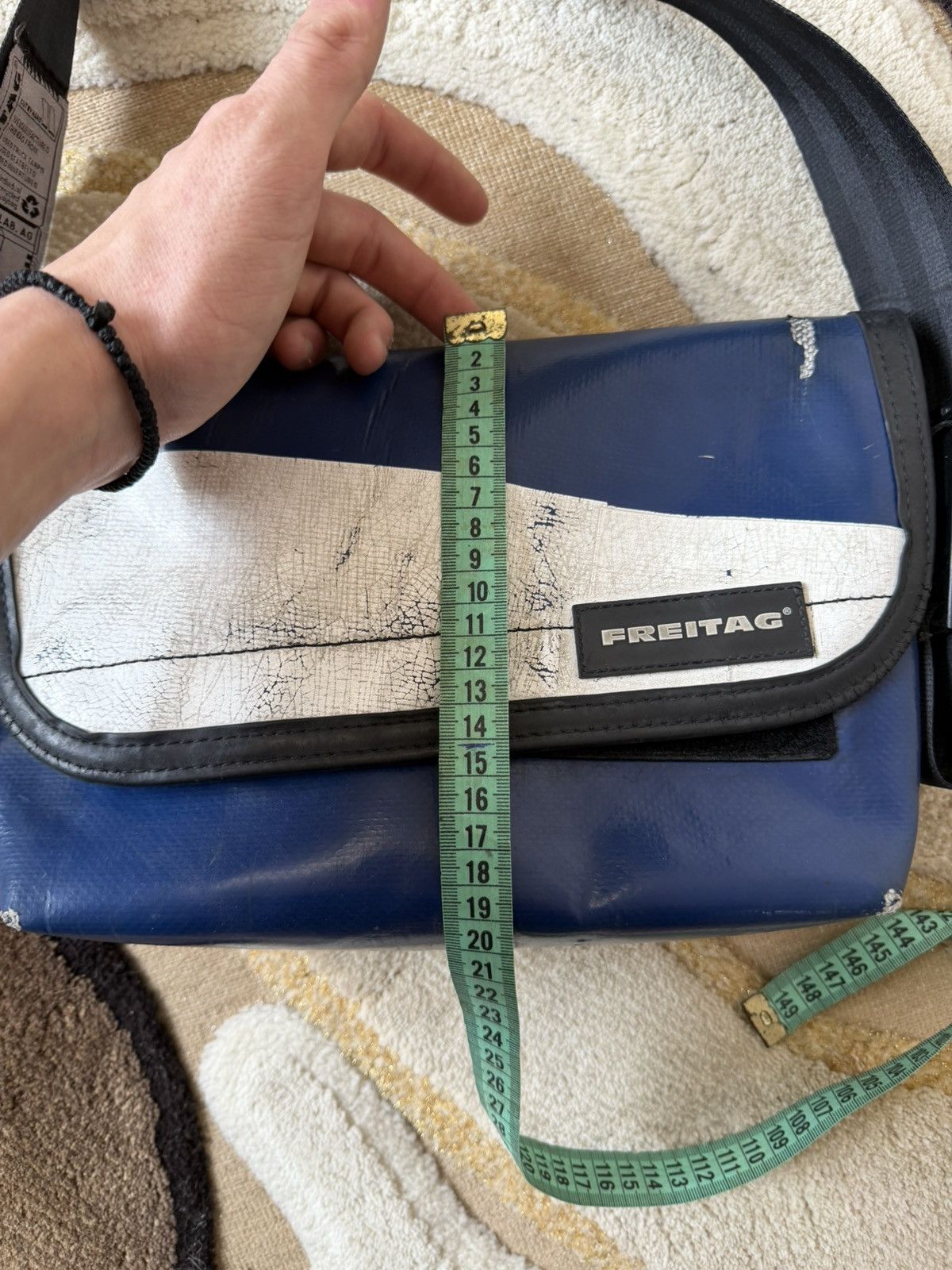 Freitag Freitag Recycled Crossbody Messenger Blue/White Bag Size ONE SIZE - 9 Thumbnail