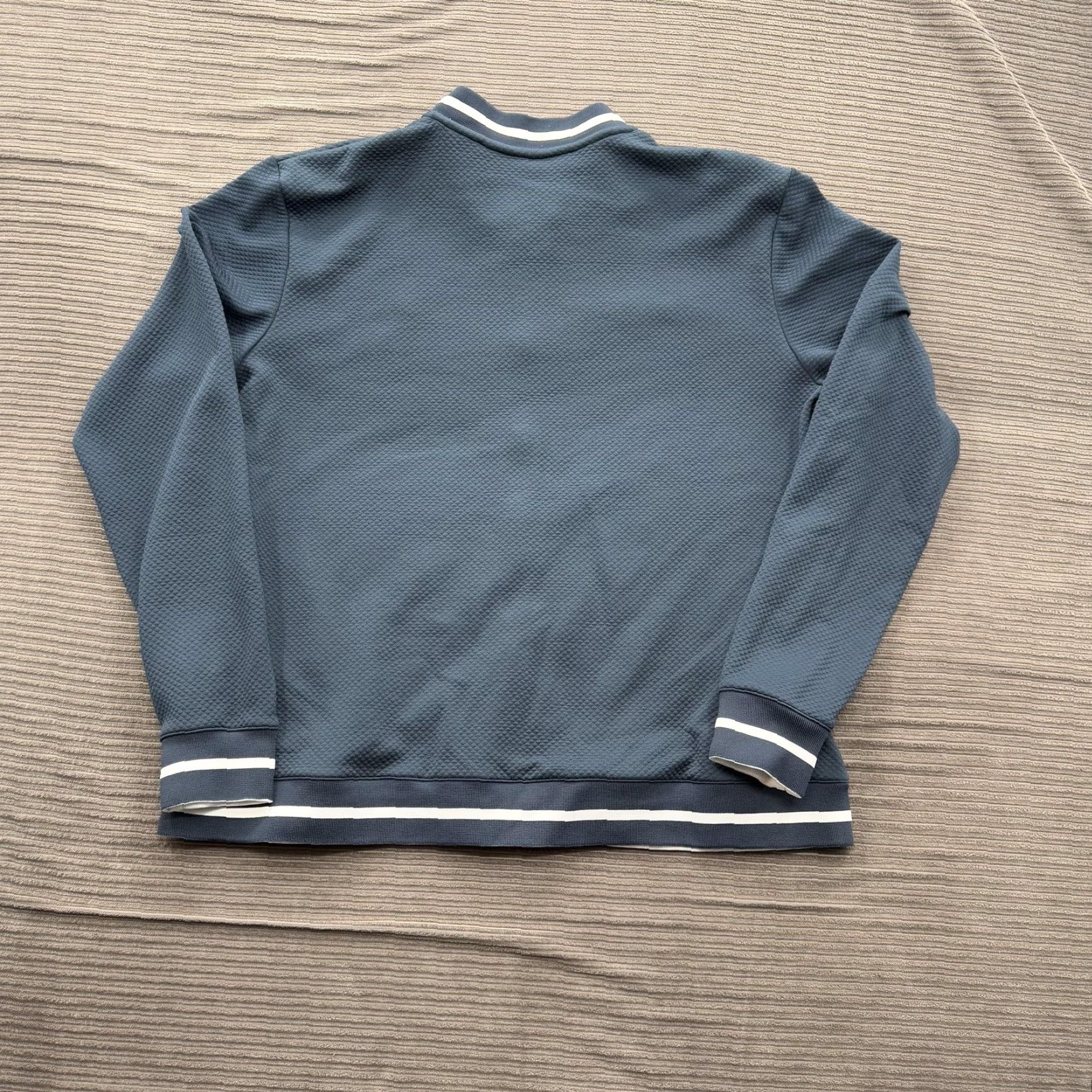 Nike Nike Jacket Women's XL Blue Full Zip Textured Bomber Athletic Striped Ribbed Trim Nike Swoosh Size XL / US 12-14 / IT 48-50 - 2 Thumbnail