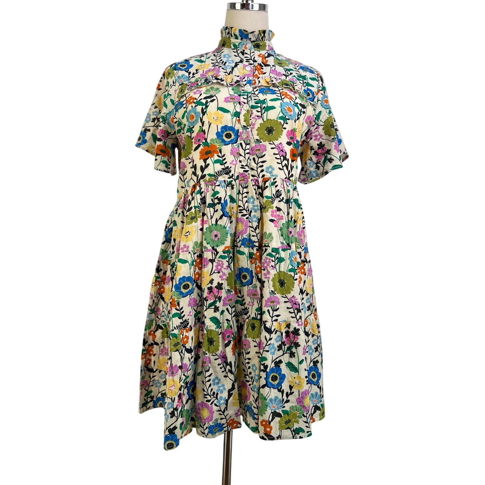 Anthropologie Anthropologie Ro's Garden Vibeka Ruffled Mini Shirt Dress Size XS / US 0-2 / IT 36-38 - 1 Thumbnail