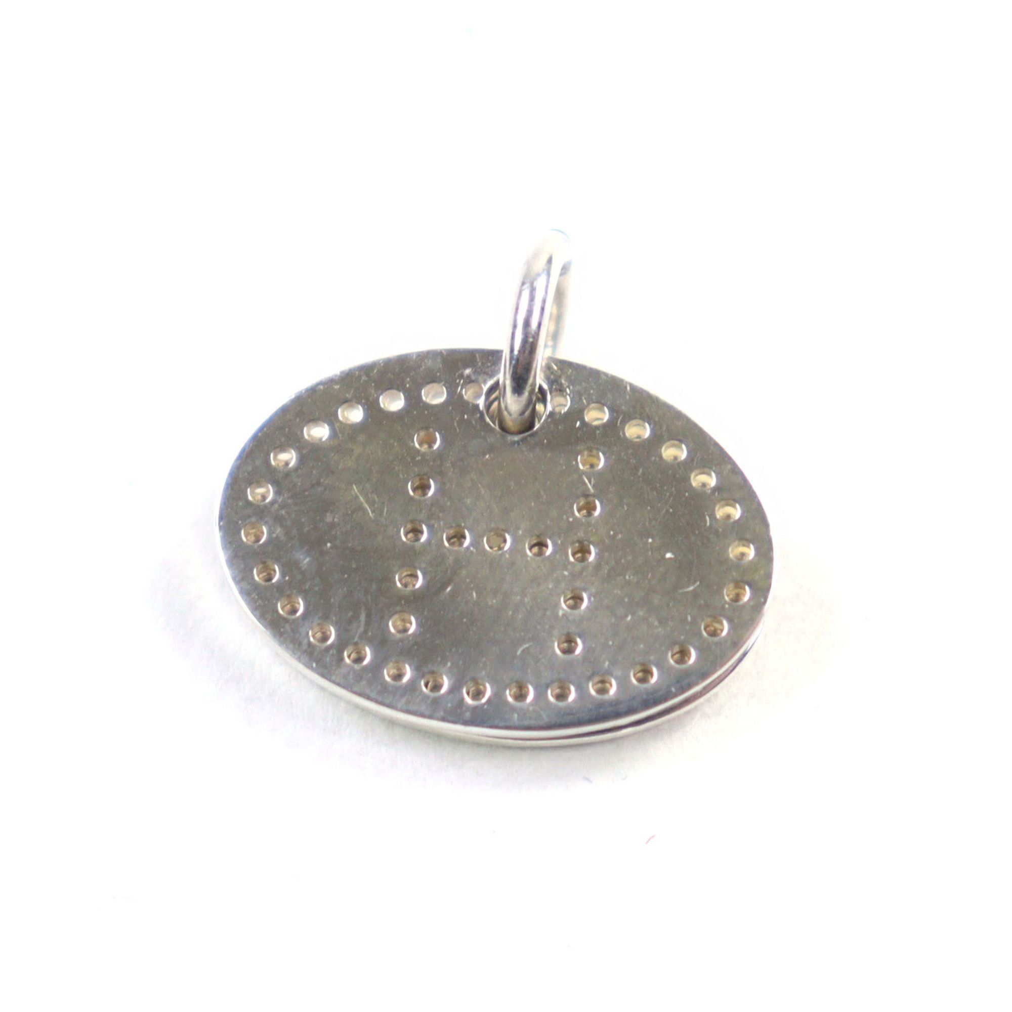 Hermes HERMES Eclipse Evelyne AG925 H Logo Motif Punched Oval Pendant Top in Silver, Weight 3.77g, Women's Size ONE SIZE - 1 Thumbnail