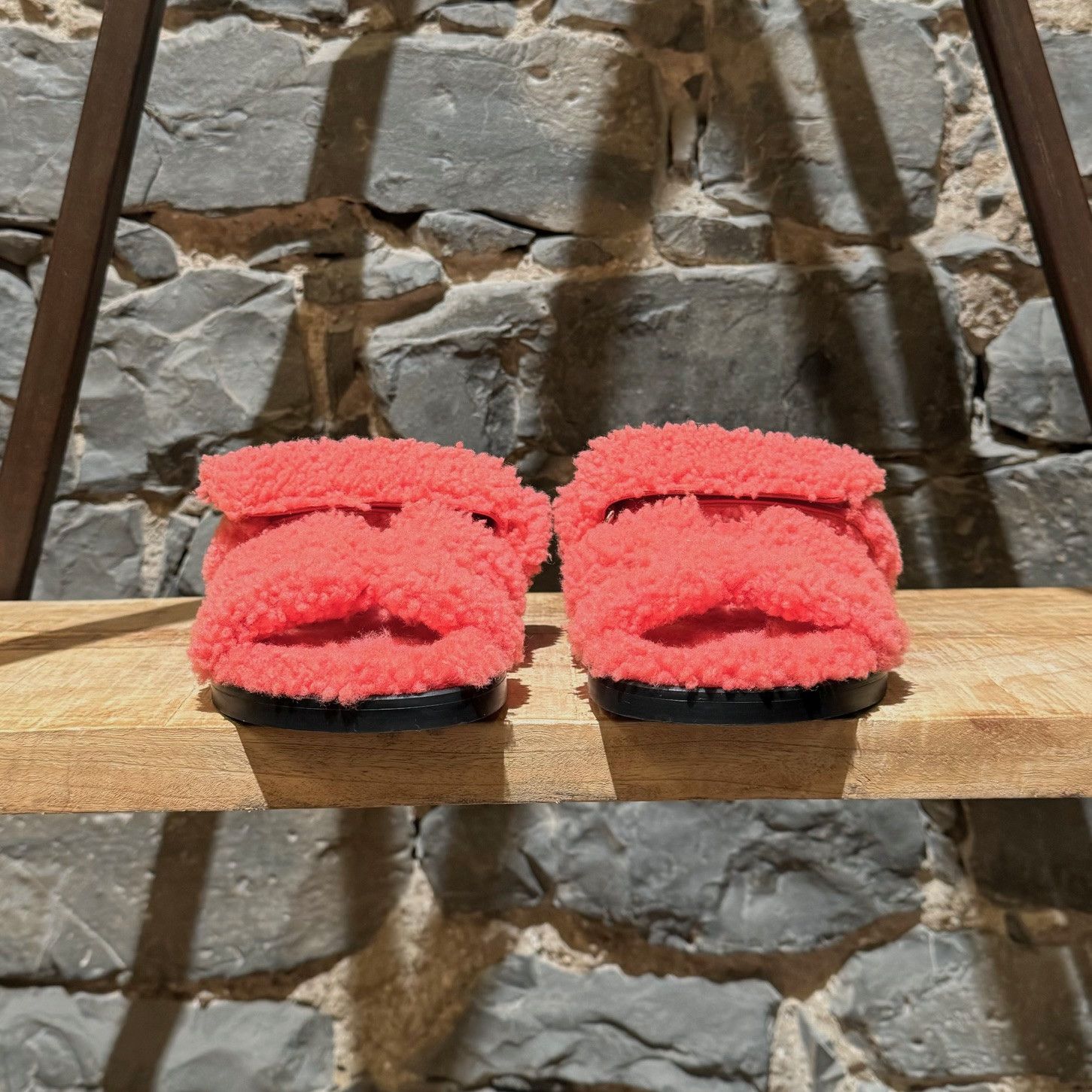 Hermes Hermès Rose Du Désert Chypre Shearling Sandals Size US 5.5 / IT 35.5 - 3 Thumbnail