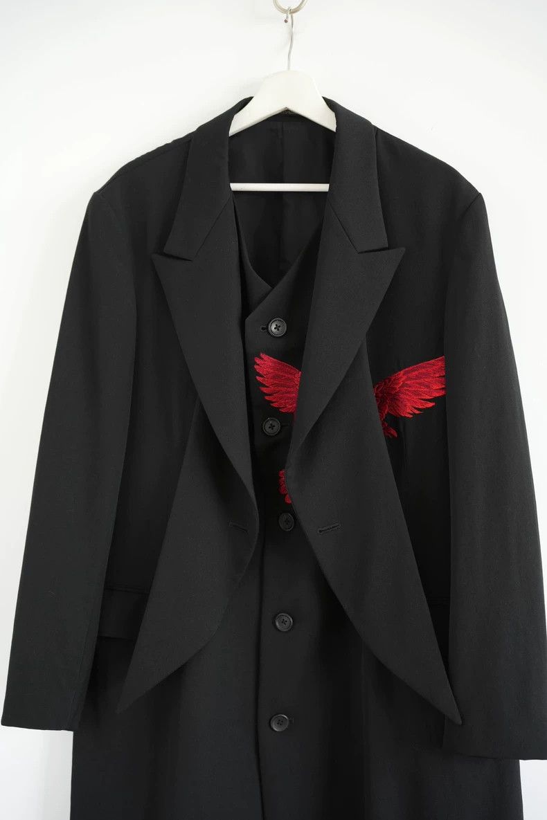 Yohji Yamamoto Yohji Yamamoto 21aw Red Crow Embroidered Double Coat 2505-N Size US M / EU 48-50 / 2 - 3 Thumbnail