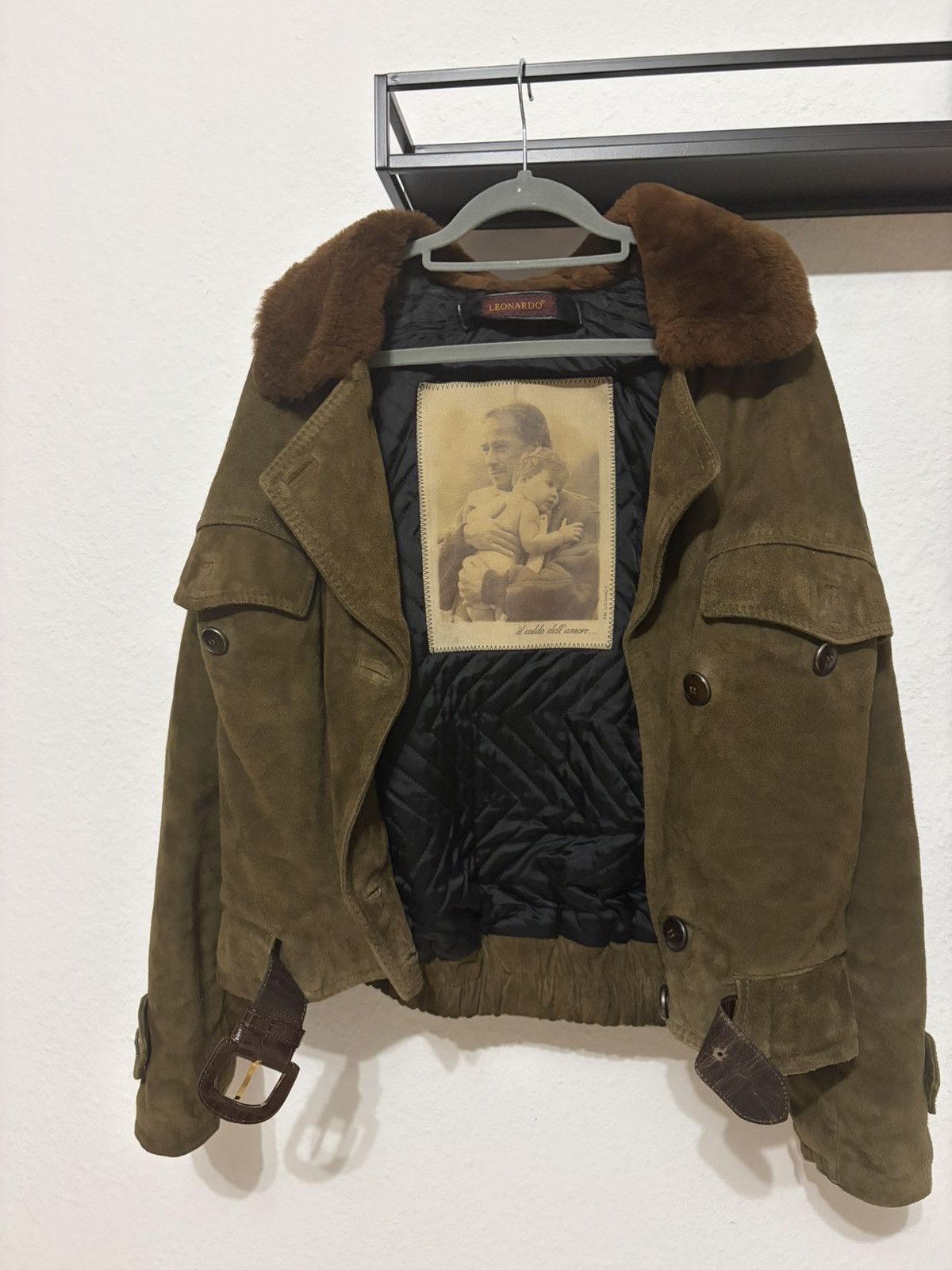 Other Vintage Leather Jacket Leonardo Rare Art Print Lining Size L / US 10 / IT 46 - 1 Thumbnail