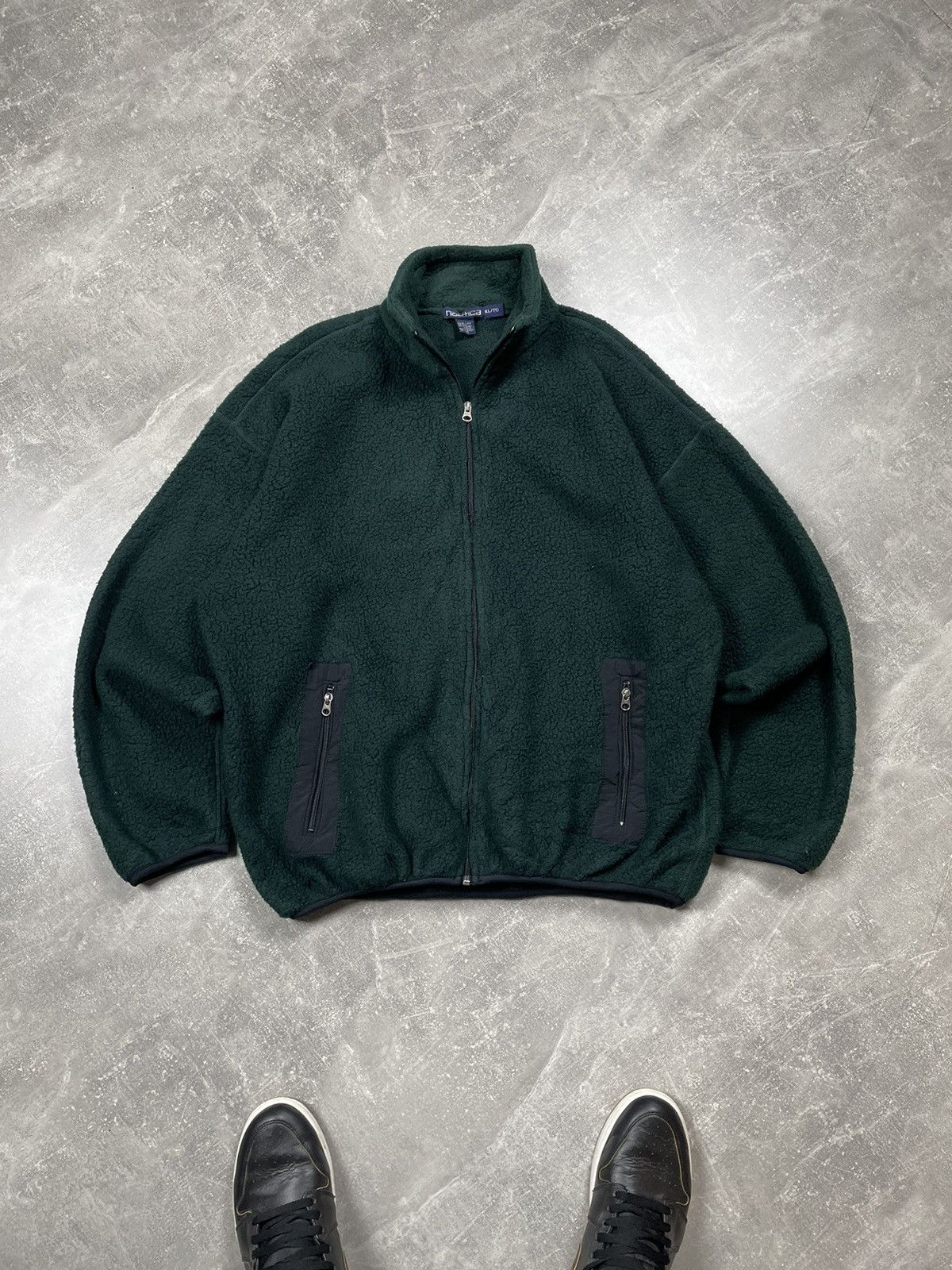 Nautica × Vintage Nautica Vintage Fleece Sweater Green Zip Sweater Made in USA Size US XL / EU 56 / 4 - 3 Thumbnail