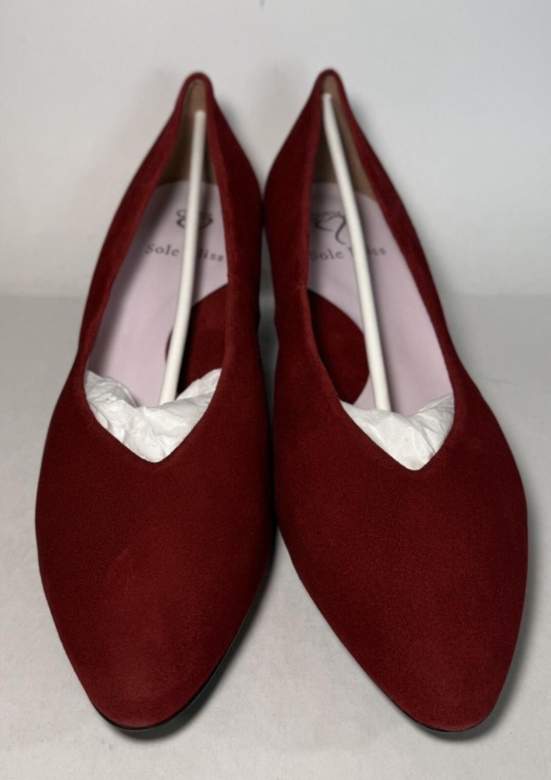 Other SOLE BLISS Ingrid Almond Toe Suede Block Heel Cherry Red Size US 8 / IT 38 - 2 Thumbnail