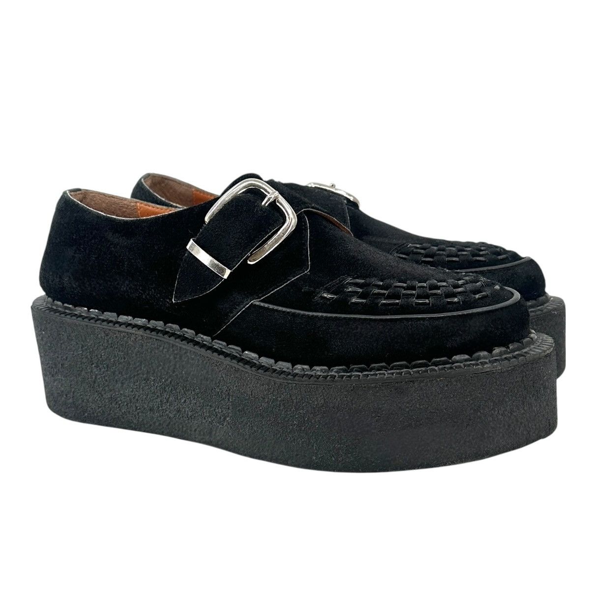 Junya Watanabe Black Suede Leather Platform Monk Strap Loafers Shoes Size US 8 / EU 41 - 1 Thumbnail