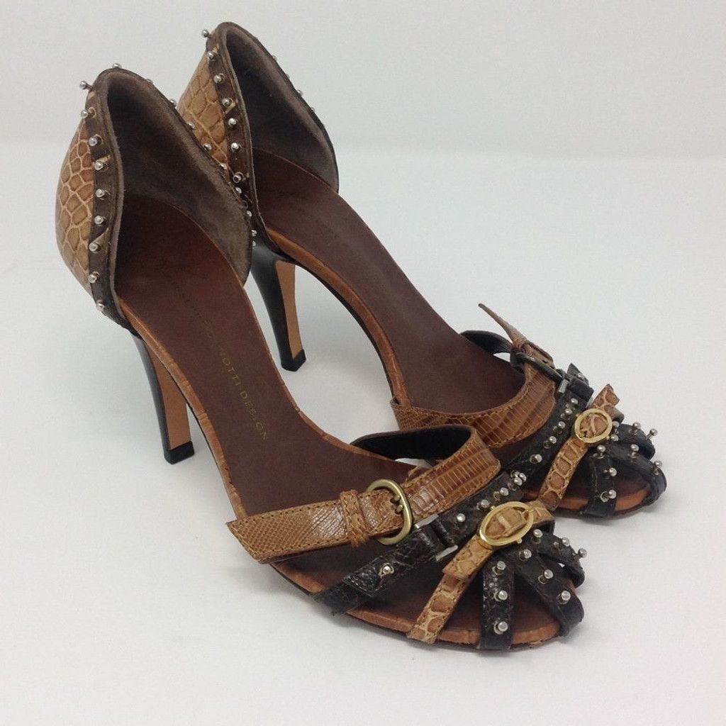 Giuseppe Zanotti Giuseppe Zanotti Y2K Studded Brown Leather Caged Heels 35.5 Size US 4.5 / IT 34.5 - 8 Thumbnail