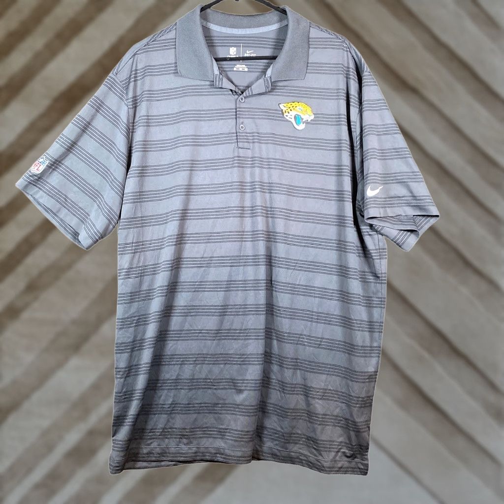 Nike Nike NFL Mens Shirt Gray Striped On Field DriFit Jacksonville Jaguars Polo XXL Size US XXL / EU 58 / 5 - 1 Thumbnail