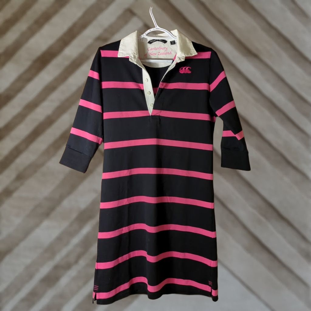 Vintage Canterbury of New Zealand Polo Shirt Women L Navy Blue Pink 100% Cotton Shirt Size L / US 10 / IT 46 - 1 Thumbnail