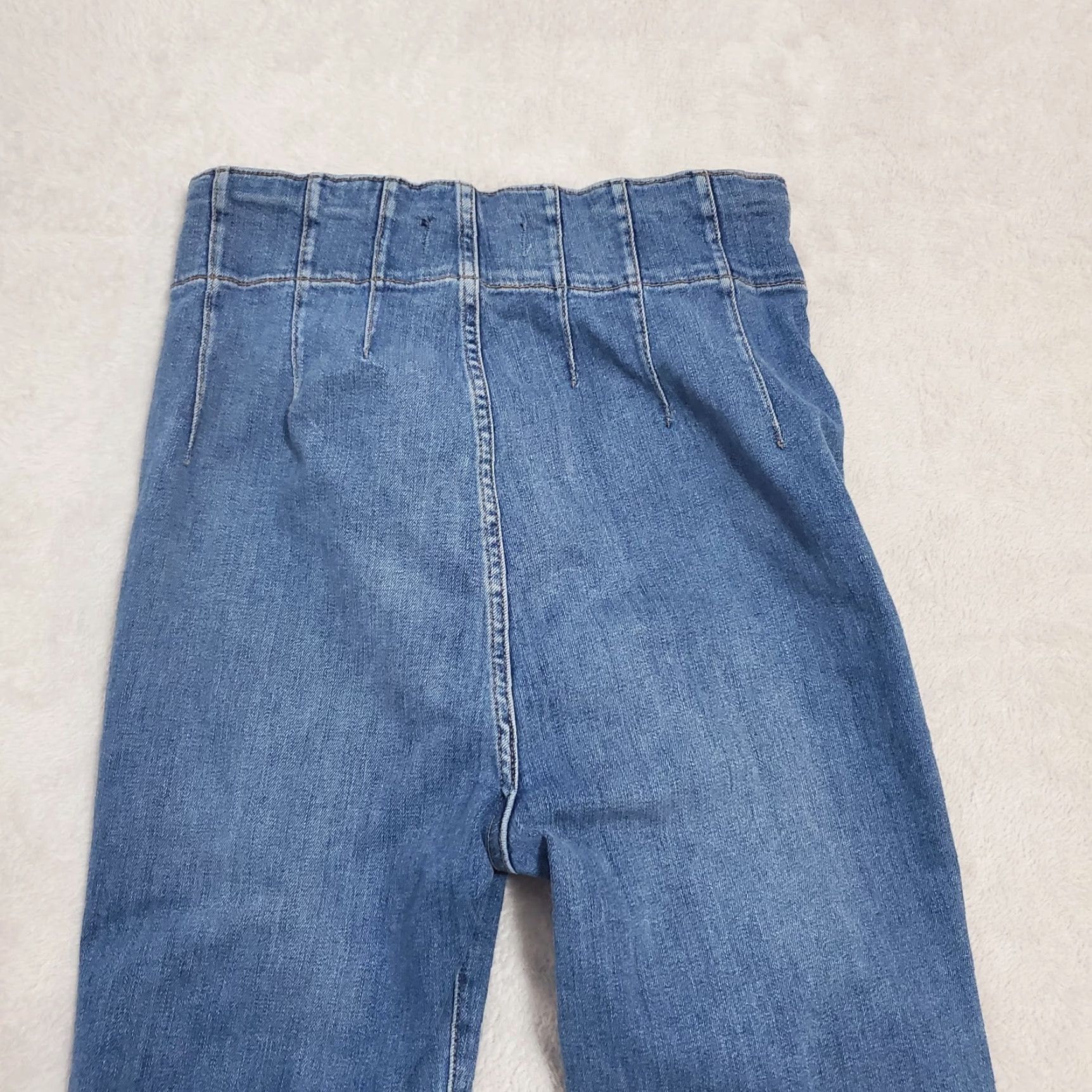 Vintage We the Free People Jayde Flare Jeans Sz 31 Boho Hippie Med Wash High Rise 28x31 Jeans Womens Regular Blue Size 24" / US 00 / IT 34 - 5 Thumbnail