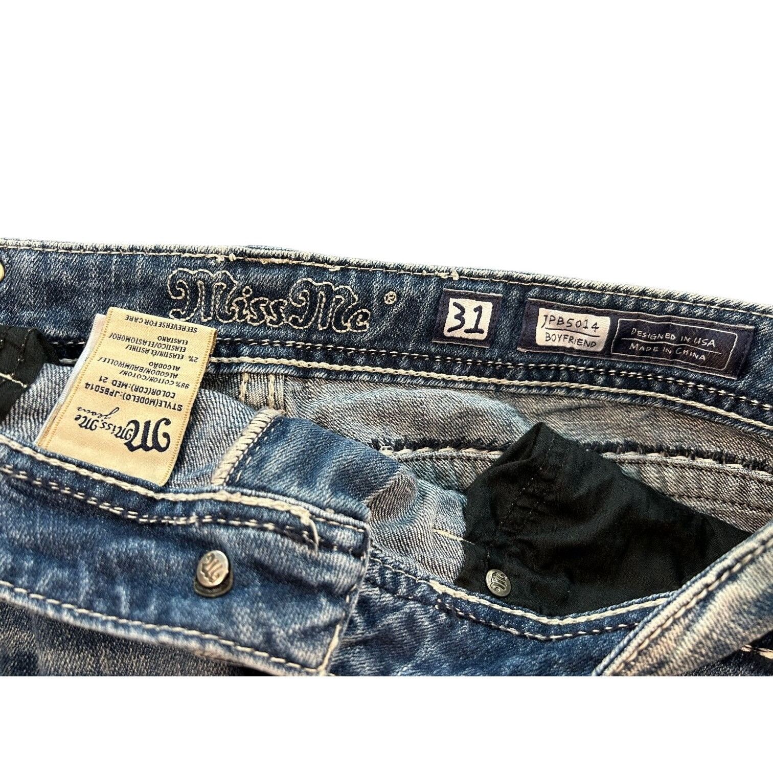 Miss Me Miss Me JPB5014 Boyfriend Jeans Women Sz 31 Embroidered Rhin Size 26" / US 2 / IT 38 - 7 Thumbnail
