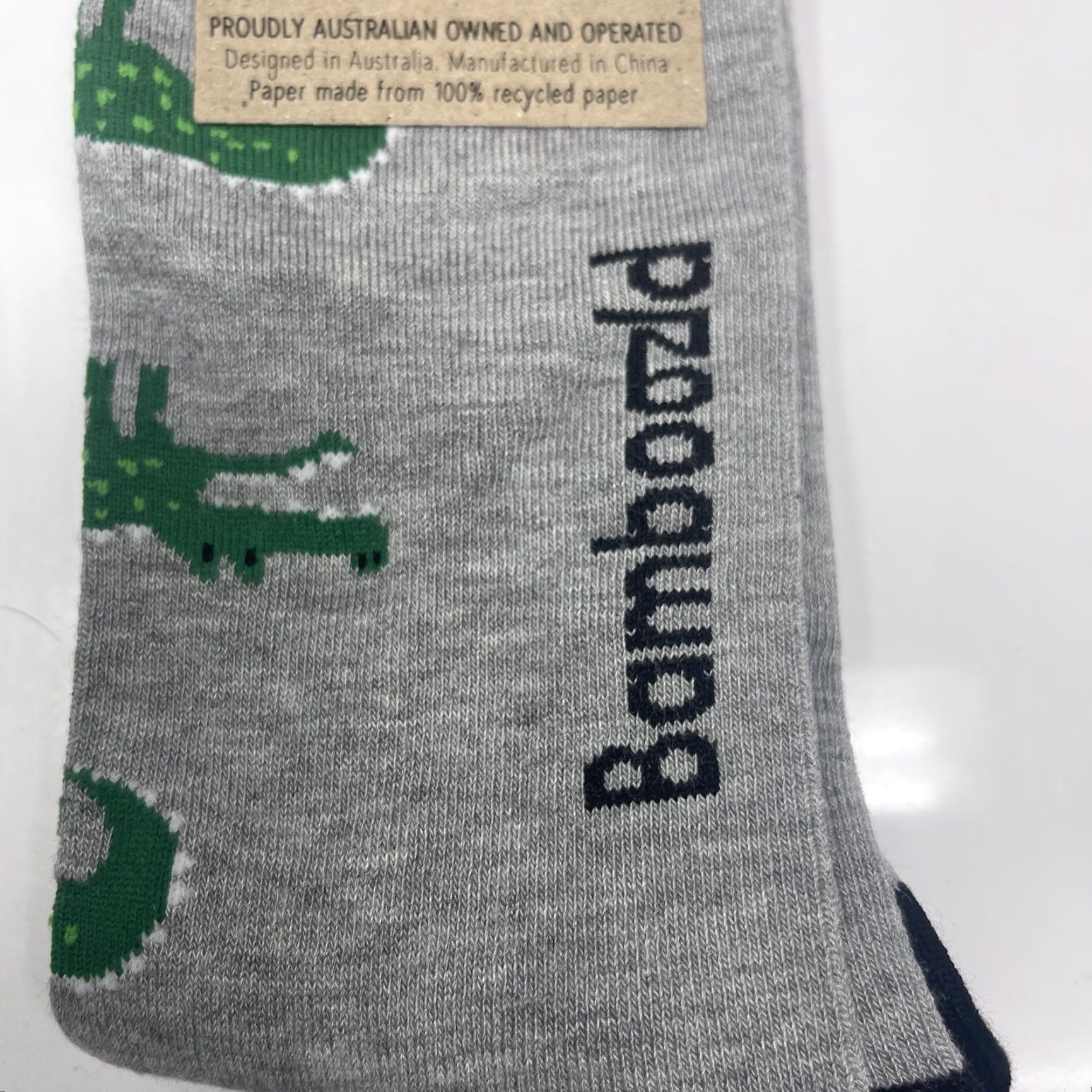Vintage Bamboozld Socks Alligator Gray Green Mens 7-11 Sustainable Fiber New Preppy Adult Large Socks Mid Calf Gray All Seasons Mens Size ONE SIZE - 6 Thumbnail